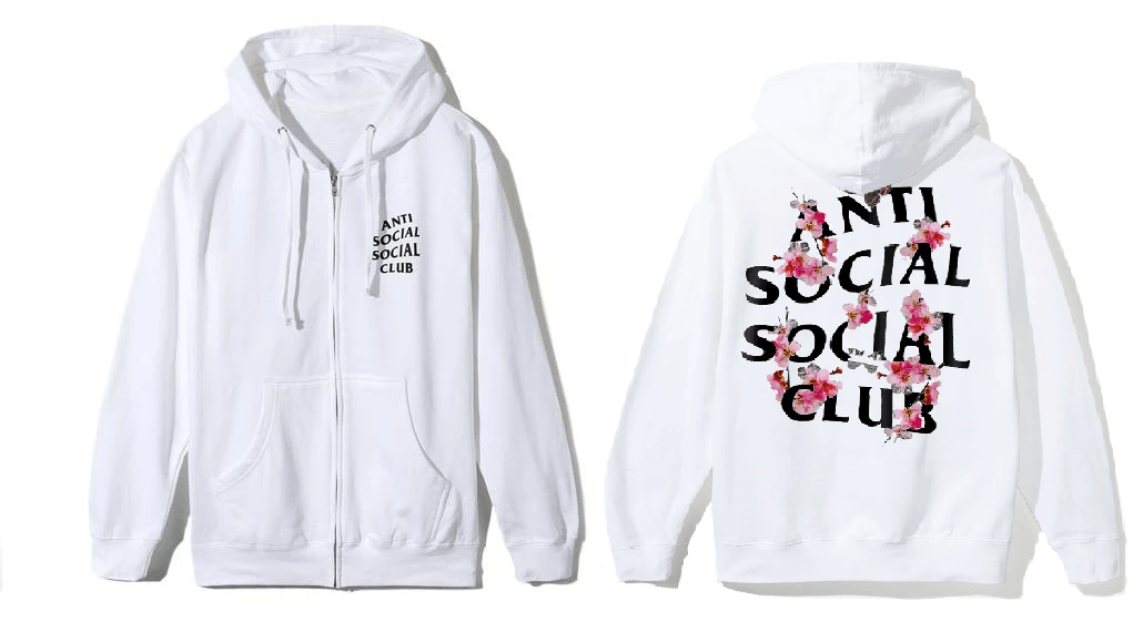 Anti Social Social Club DS Anti Social Social Club ASSC Black Logo Kkoch  White Zip Up Hoodie Hoody in hand Bape Supreme Kith | Grailed