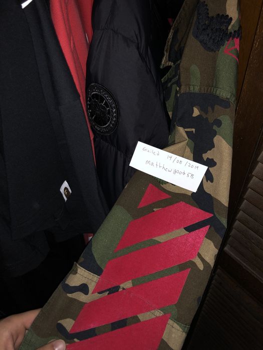 Off white hotsell camo bomber jacket