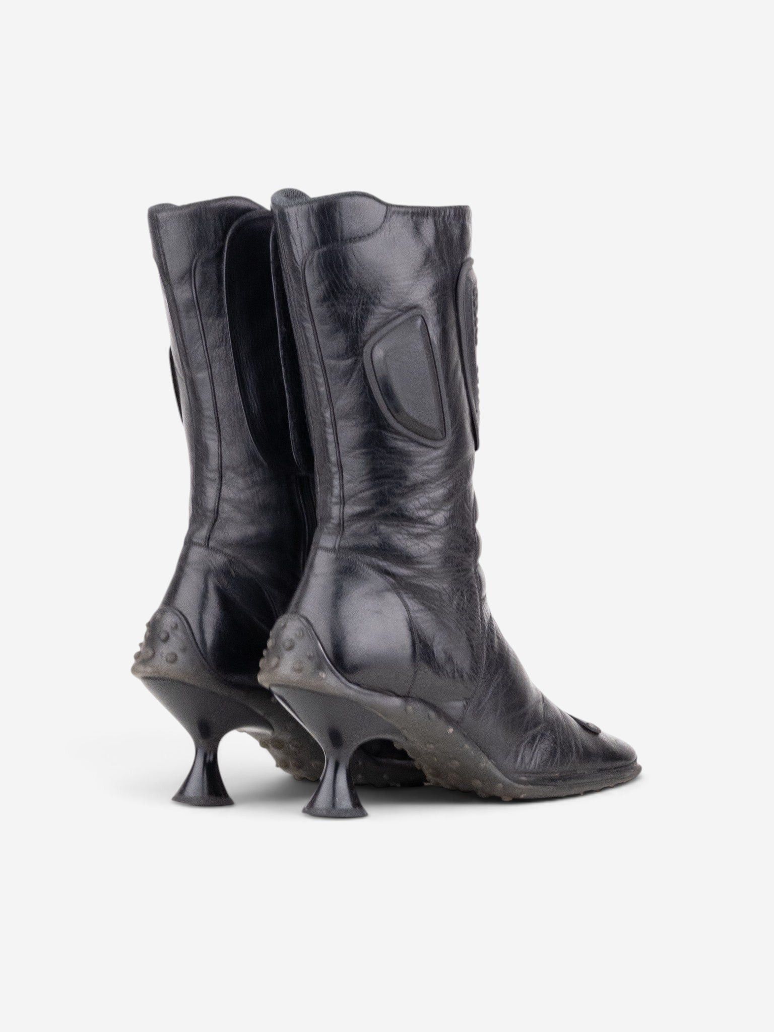 Miu Miu AW99 Square Toe ‘Bubble Sole’ Biker Heel Boots Size US 9 / IT 39 - 2 Thumbnail