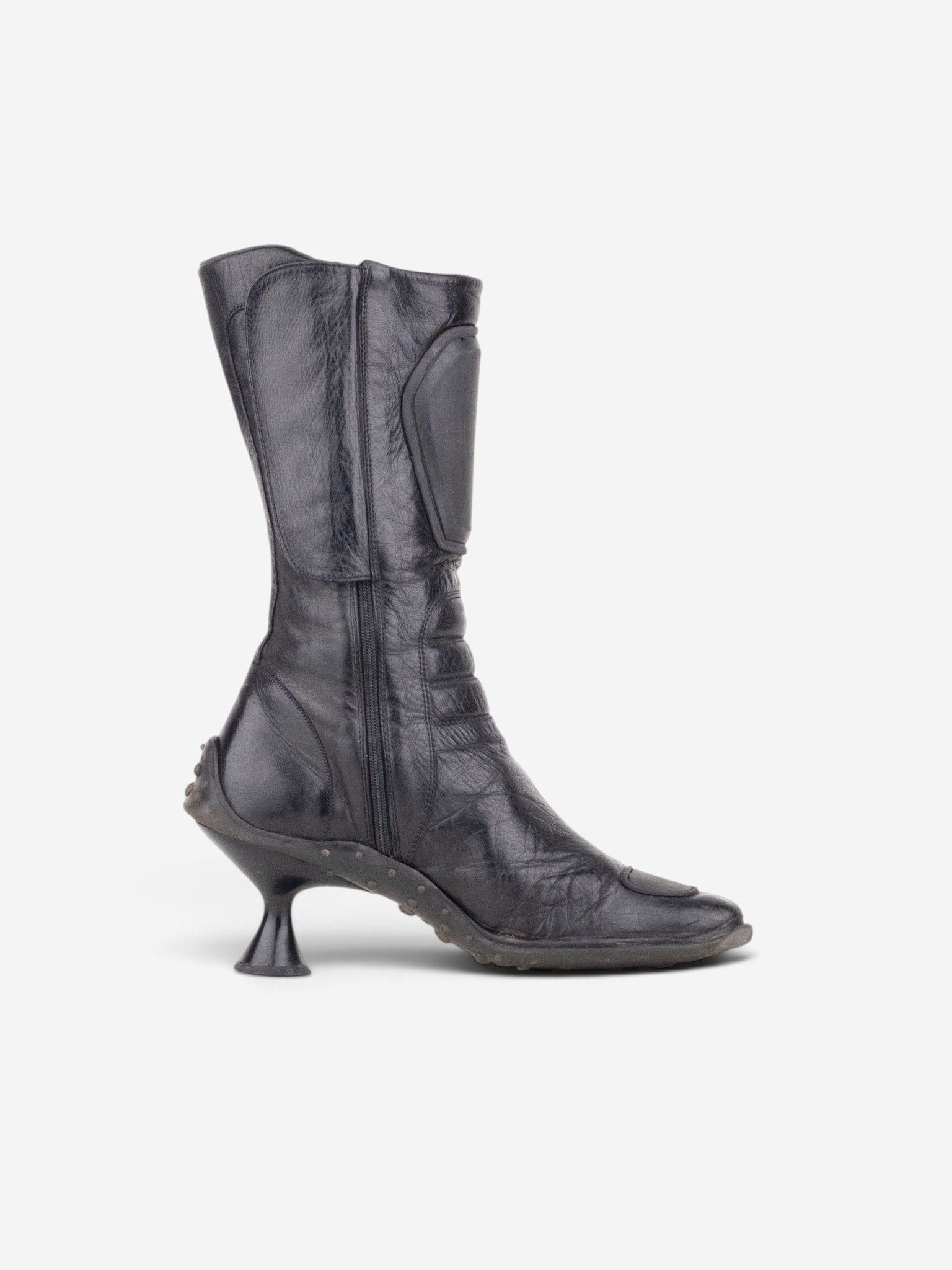 Miu Miu AW99 Square Toe ‘Bubble Sole’ Biker Heel Boots Size US 9 / IT 39 - 4 Thumbnail