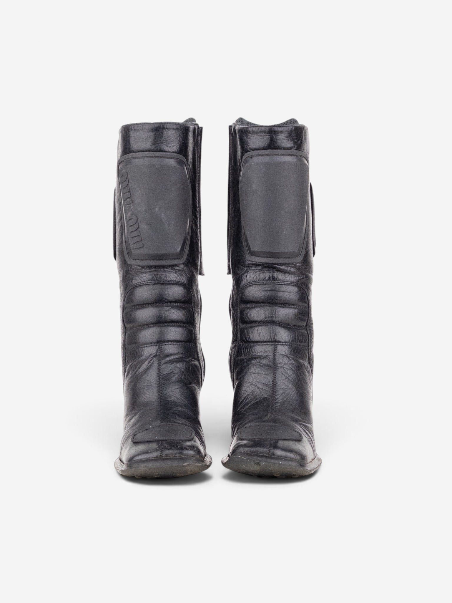 Miu Miu AW99 Square Toe ‘Bubble Sole’ Biker Heel Boots Size US 9 / IT 39 - 5 Thumbnail
