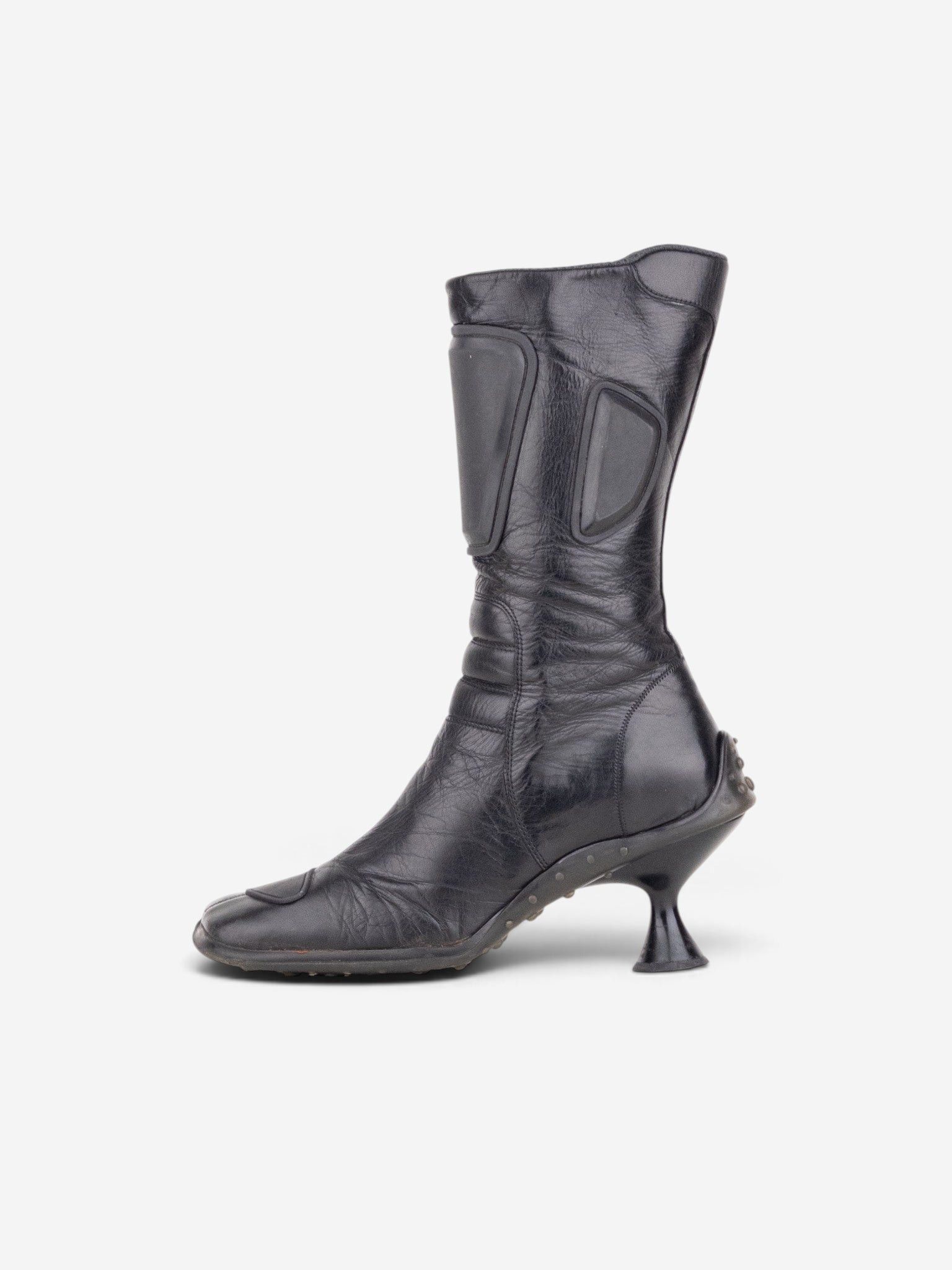 Miu Miu AW99 Square Toe ‘Bubble Sole’ Biker Heel Boots Size US 9 / IT 39 - 3 Thumbnail