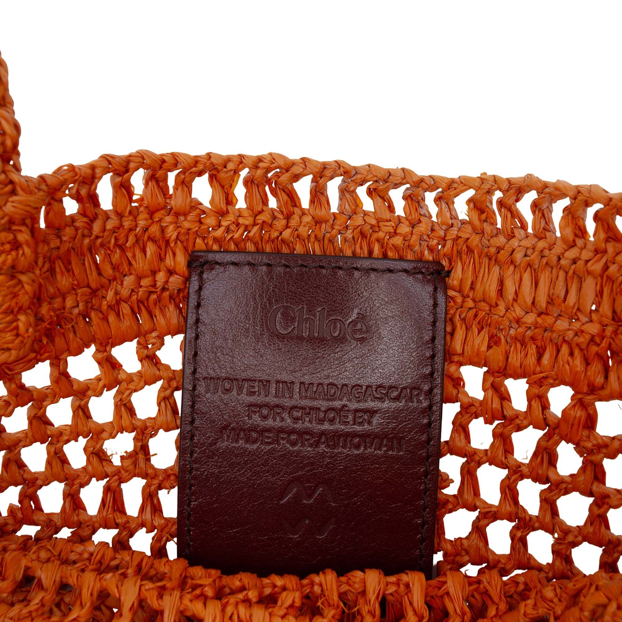 Chloe Raffia Embroidered Logo Summer Banana Tote Size ONE SIZE - 5 Thumbnail