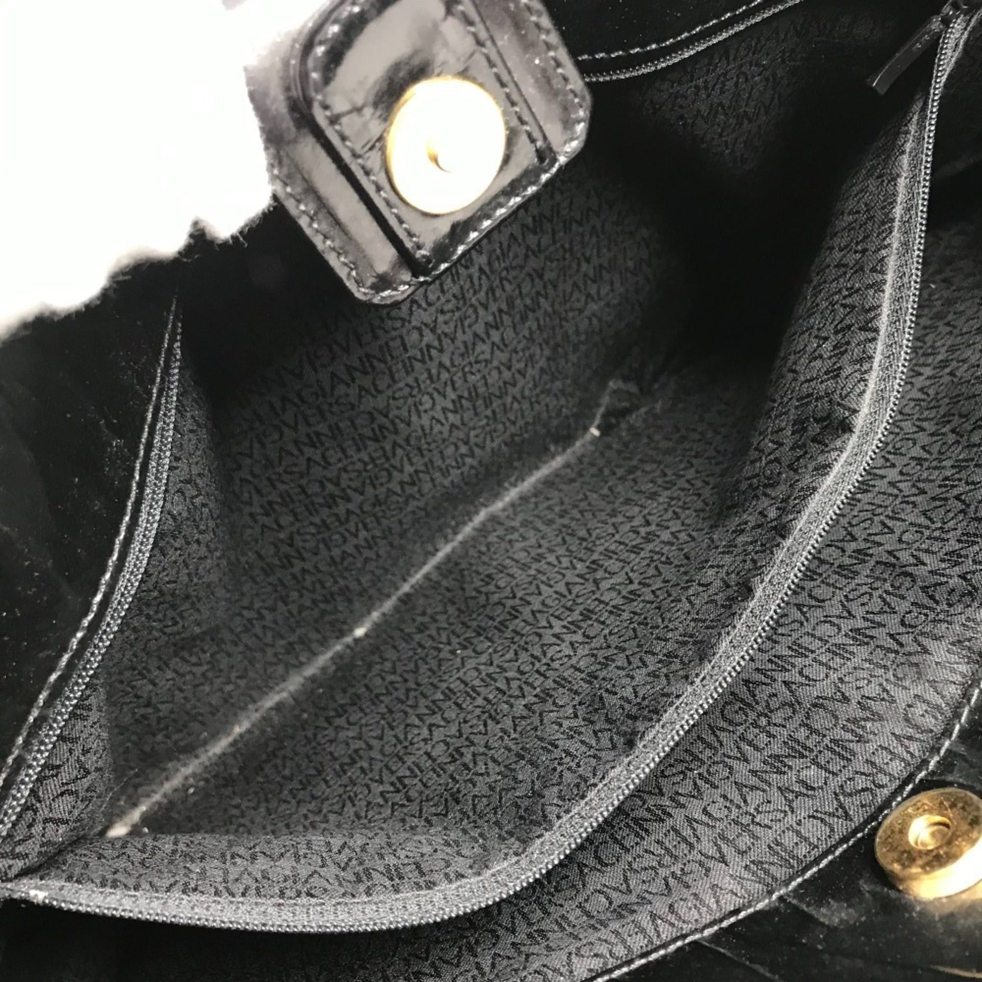 Versace VERSACE Vintage Sunburst Logo Tote Bag/Shoulder Bag, Leather, Men's/Women's, Black Size ONE SIZE - 16 Thumbnail