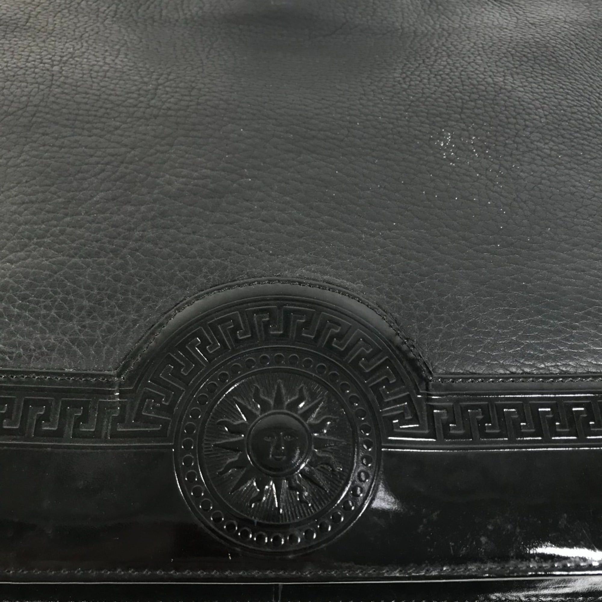 Versace VERSACE Vintage Sunburst Logo Tote Bag/Shoulder Bag, Leather, Men's/Women's, Black Size ONE SIZE - 8 Thumbnail