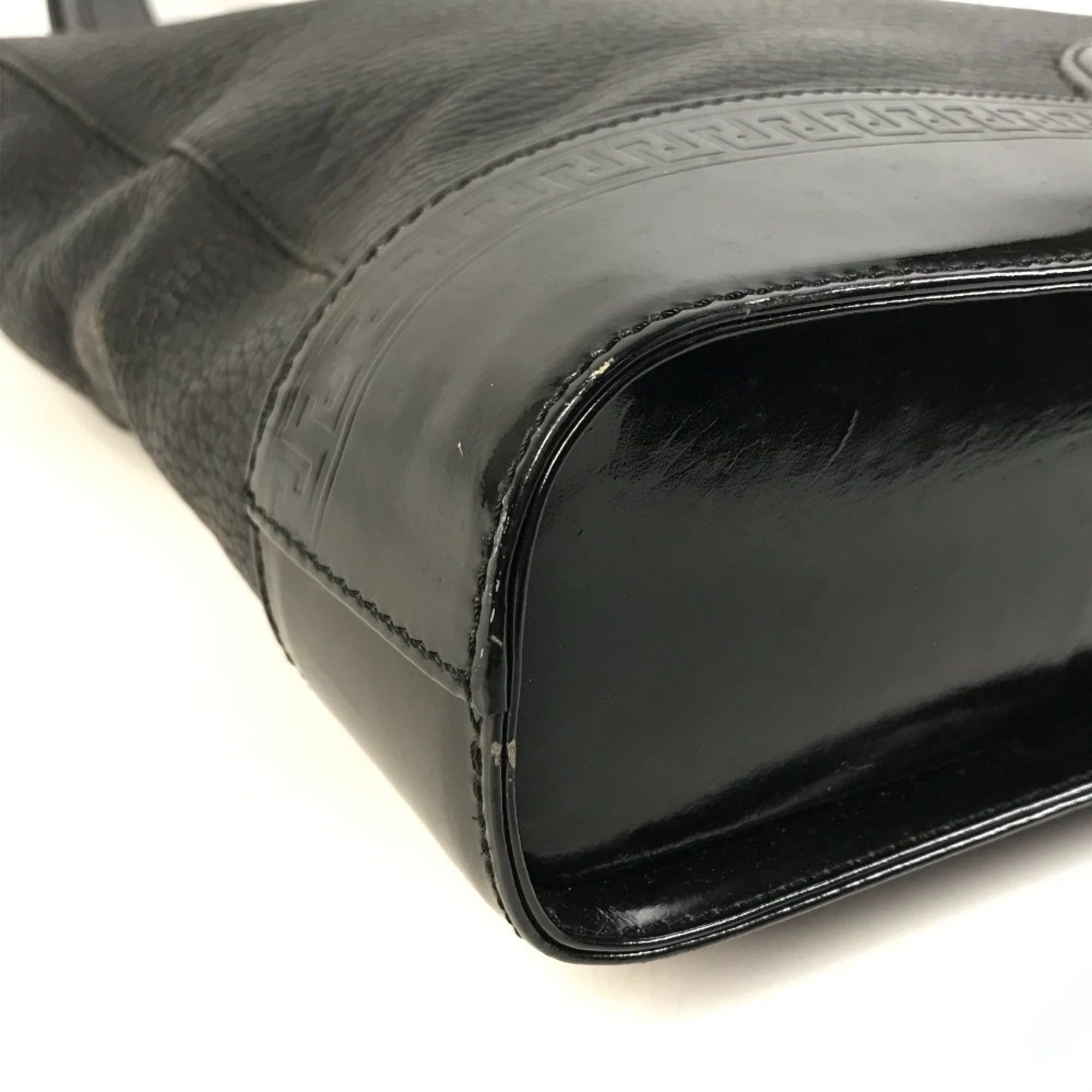 Versace VERSACE Vintage Sunburst Logo Tote Bag/Shoulder Bag, Leather, Men's/Women's, Black Size ONE SIZE - 7 Thumbnail