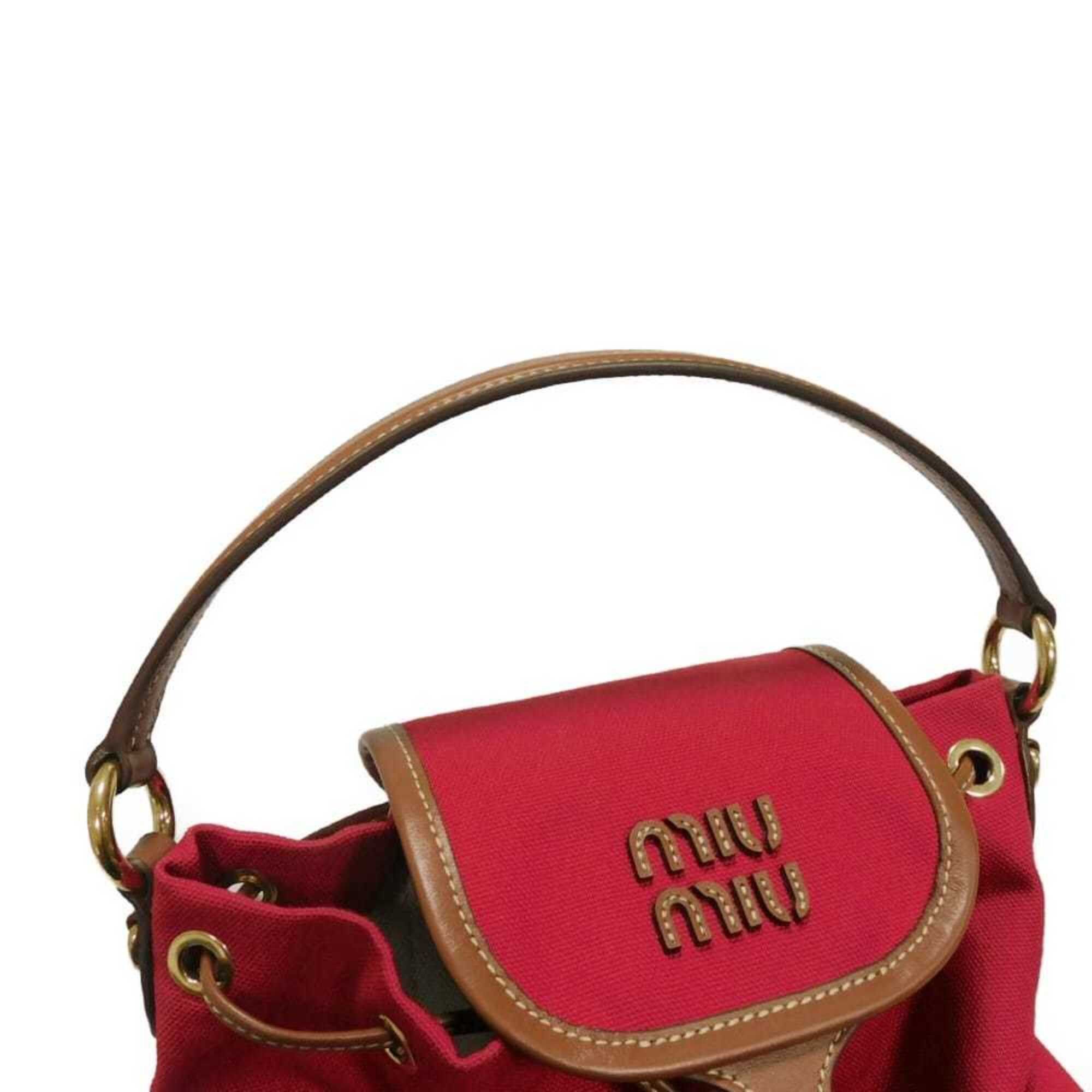 Miu Miu Miu Miu Miu Backpack, Drawstring, Medium Size, Daypack, Brandy Logo, Red, 5BZ043 2IBQ F0TQE, Women's Bag Size ONE SIZE - 13 Thumbnail