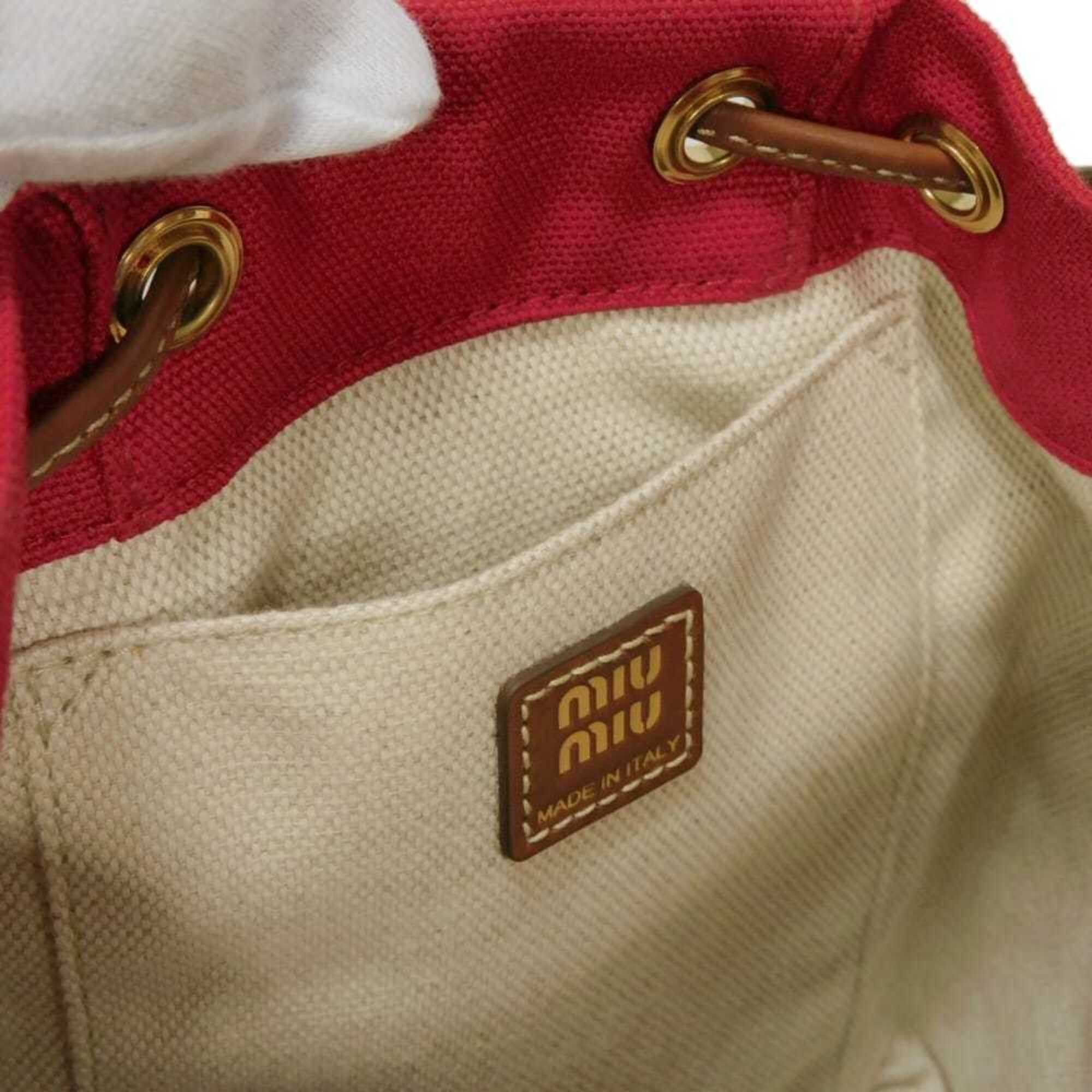 Miu Miu Miu Miu Miu Backpack, Drawstring, Medium Size, Daypack, Brandy Logo, Red, 5BZ043 2IBQ F0TQE, Women's Bag Size ONE SIZE - 10 Thumbnail