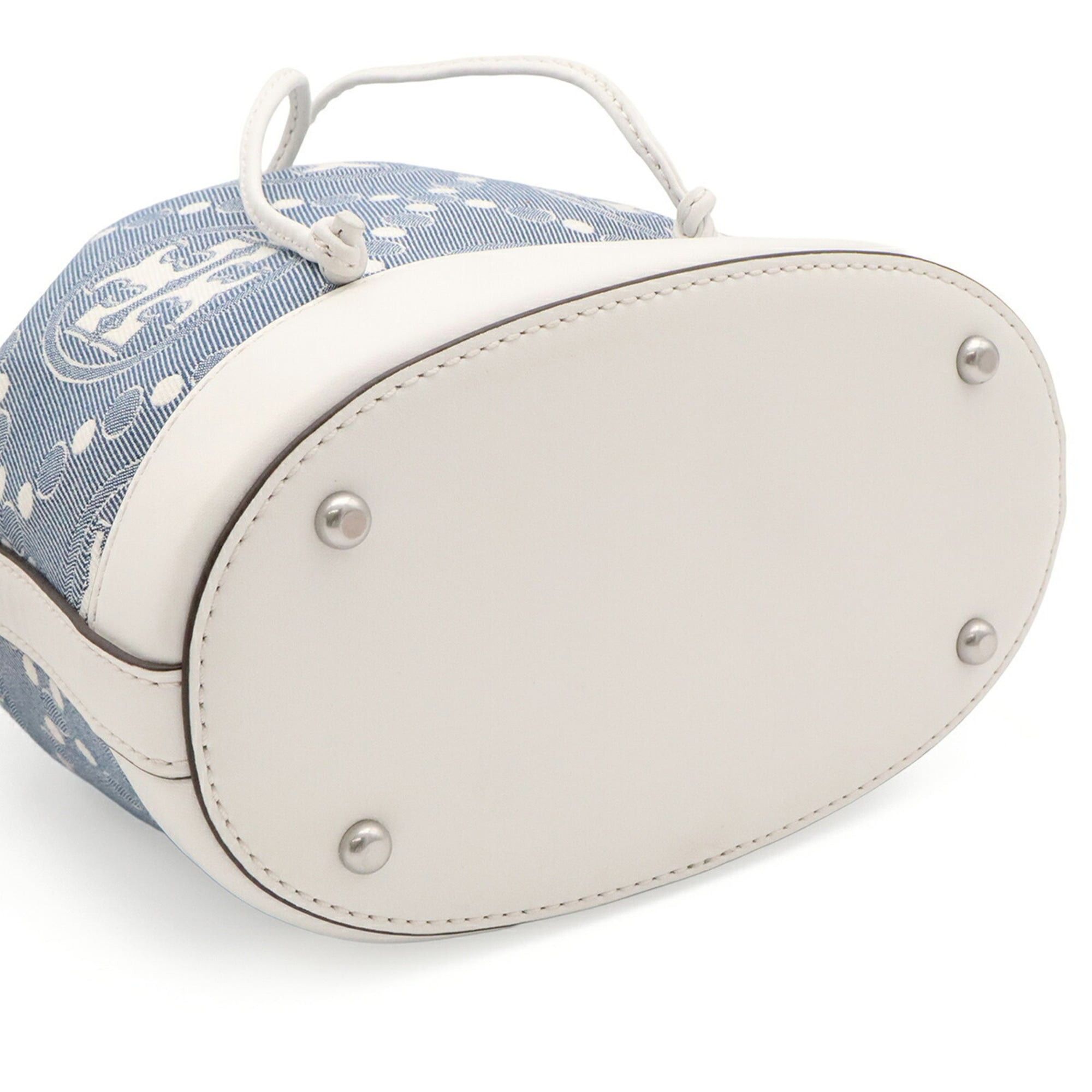 Tory Burch TORY BURCH Mini Bucket Handbag Shoulder Bag Leather Denim Jacquard White 149178 Size ONE SIZE - 5 Thumbnail