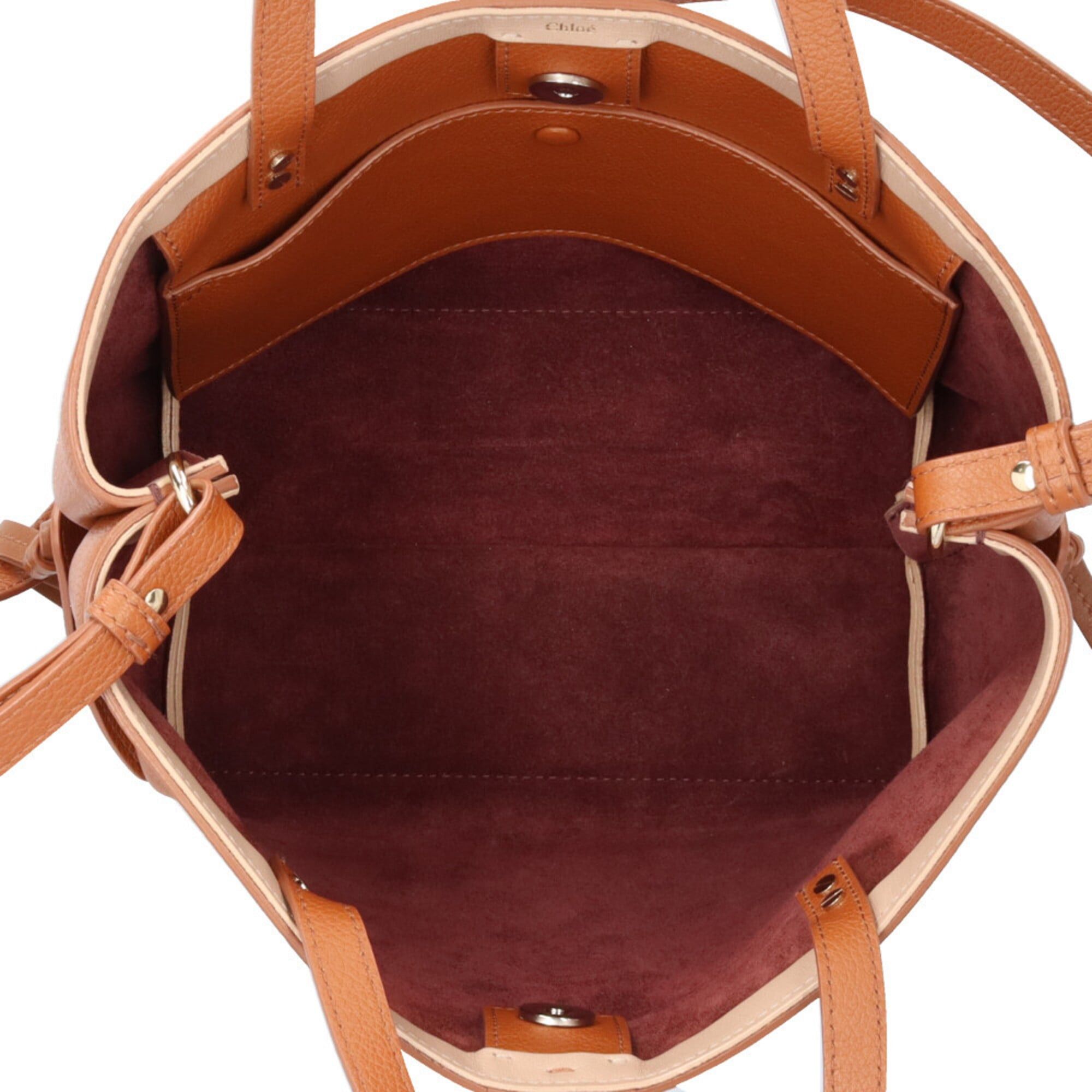 Chloe Chloé Chloe Sense Small East-West Tote Shoulder Bag, Leather, Brown, Women's, 2-way Size ONE SIZE - 7 Thumbnail