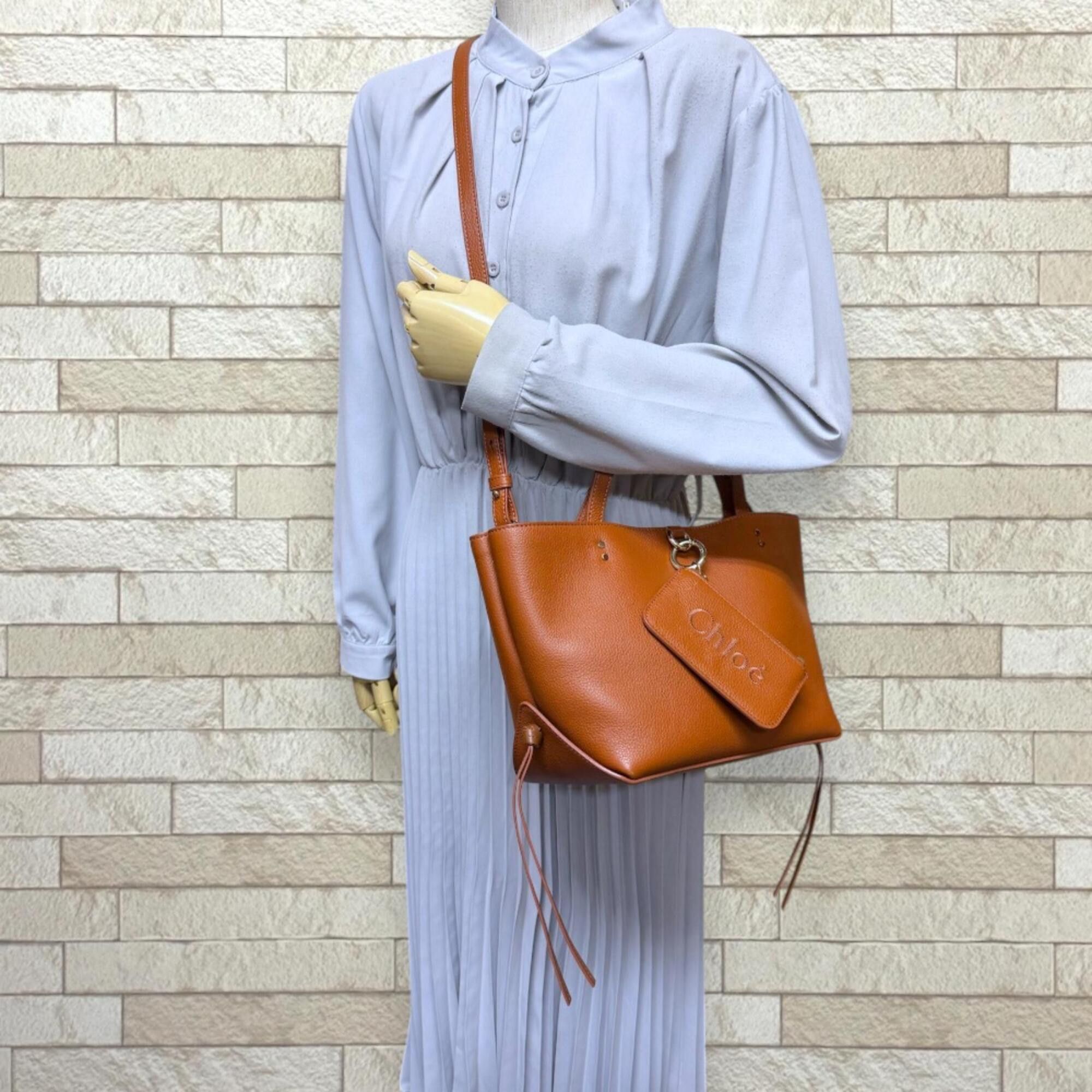 Chloe Chloé Chloe Sense Small East-West Tote Shoulder Bag, Leather, Brown, Women's, 2-way Size ONE SIZE - 2 Thumbnail