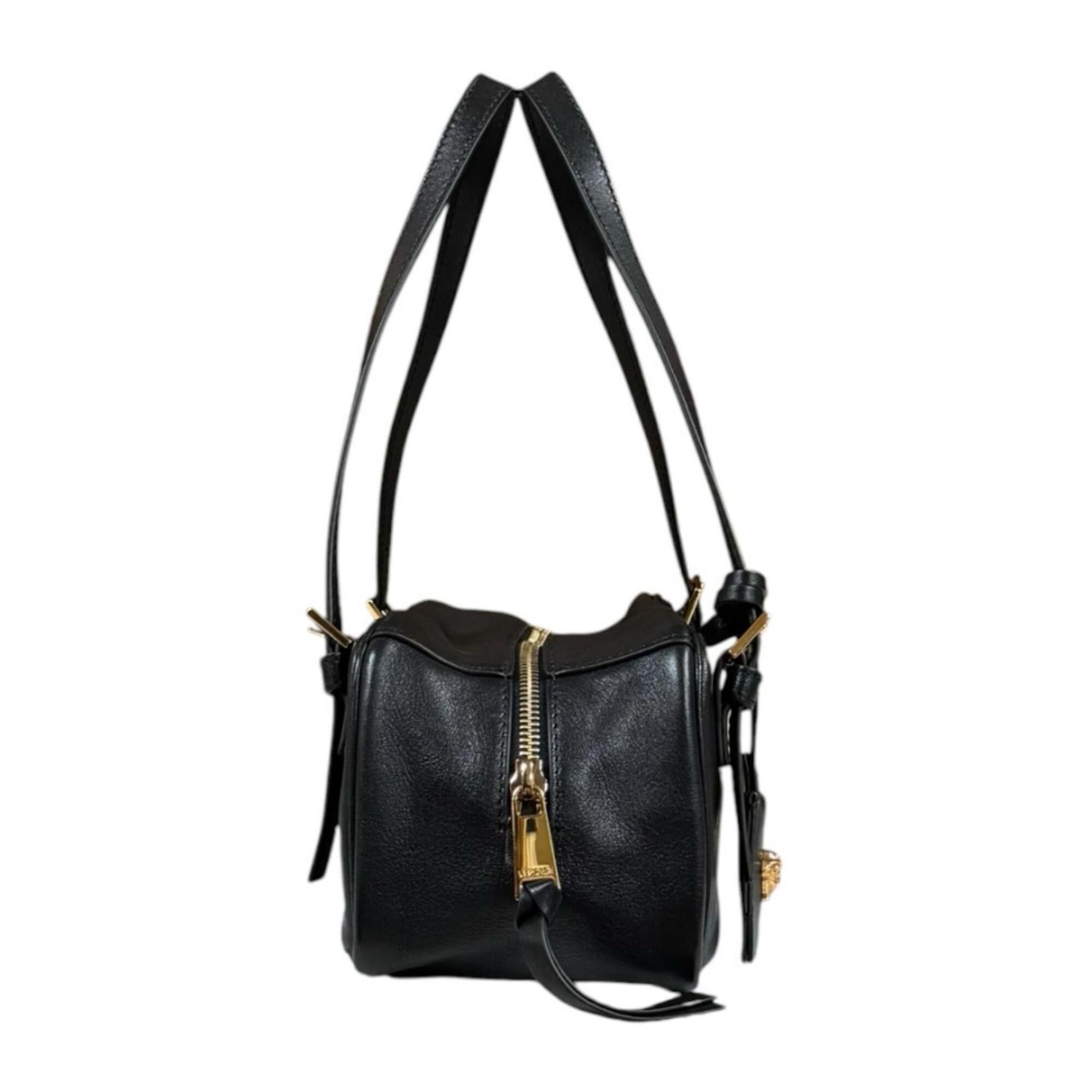 Versace Versace Tag Nappa Bowling Bag Handbag Leather Black Women's VERSACE Size ONE SIZE - 4 Thumbnail