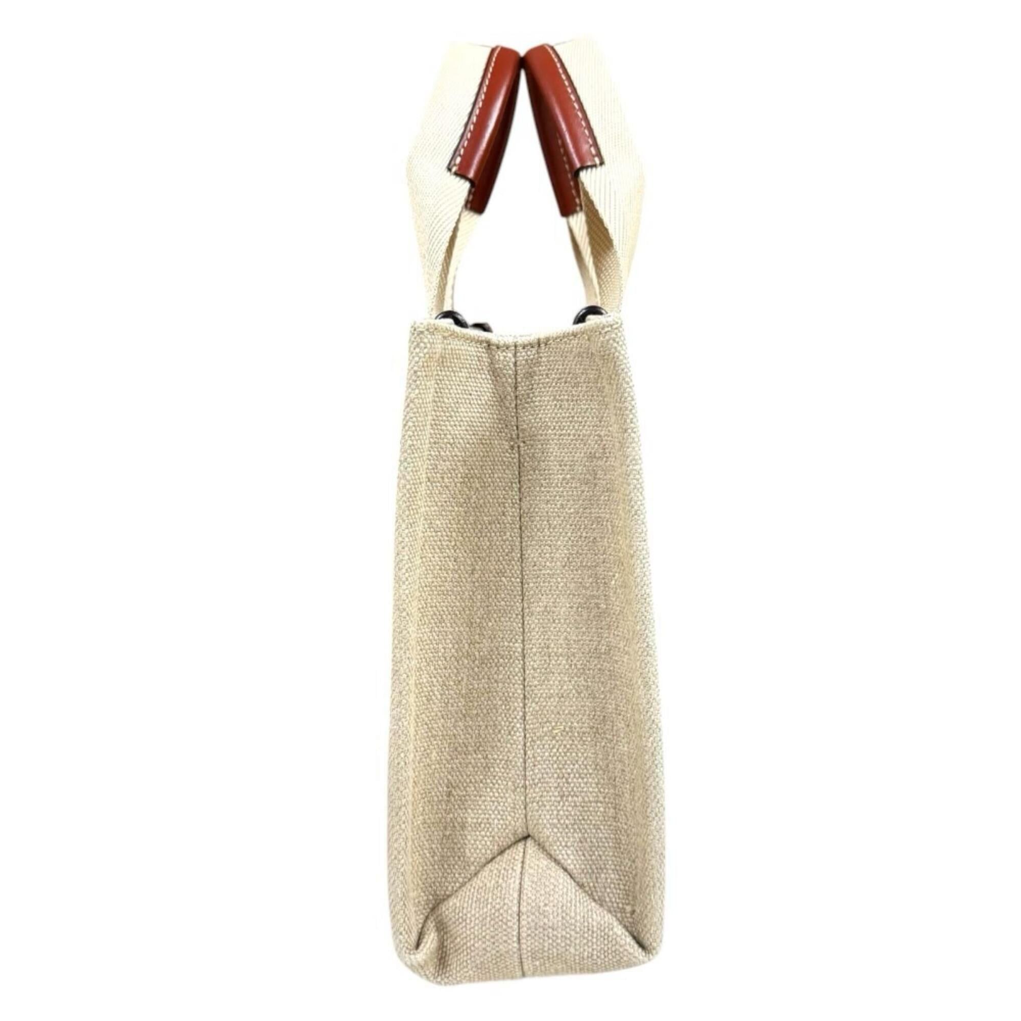 Chloe Chloé Chloe Woody Small Tote Shoulder Bag, Linen CHC22AS397I26, Brown, Women's, 2-way Size ONE SIZE - 4 Thumbnail