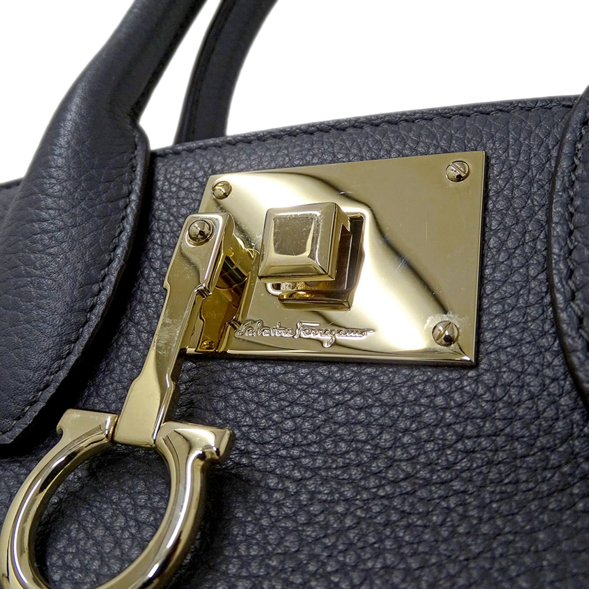 Salvatore Ferragamo Salvatore Ferragamo Ferragamo women's handbag, brand name, handbag/shoulder bag, 2-way, studio leather, gray. Size ONE SIZE - 10 Thumbnail