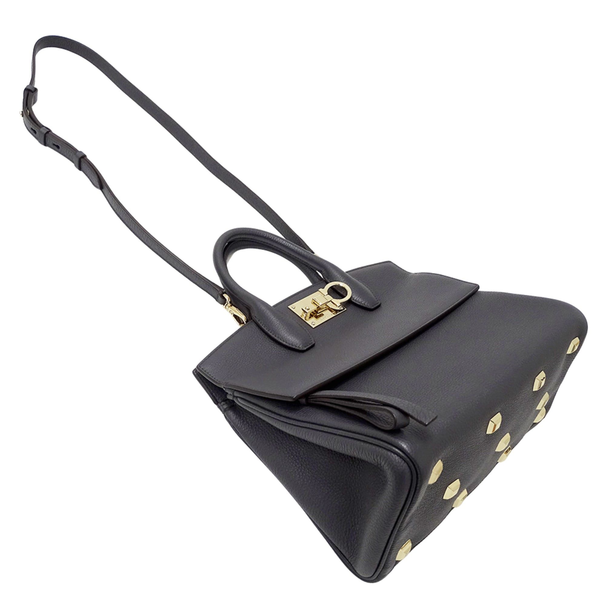 Salvatore Ferragamo Salvatore Ferragamo Ferragamo women's handbag, brand name, handbag/shoulder bag, 2-way, studio leather, gray. Size ONE SIZE - 4 Thumbnail