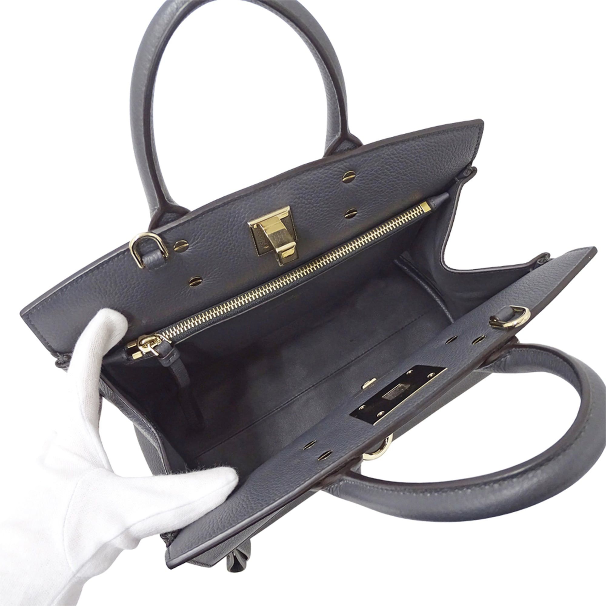 Salvatore Ferragamo Salvatore Ferragamo Ferragamo women's handbag, brand name, handbag/shoulder bag, 2-way, studio leather, gray. Size ONE SIZE - 5 Thumbnail