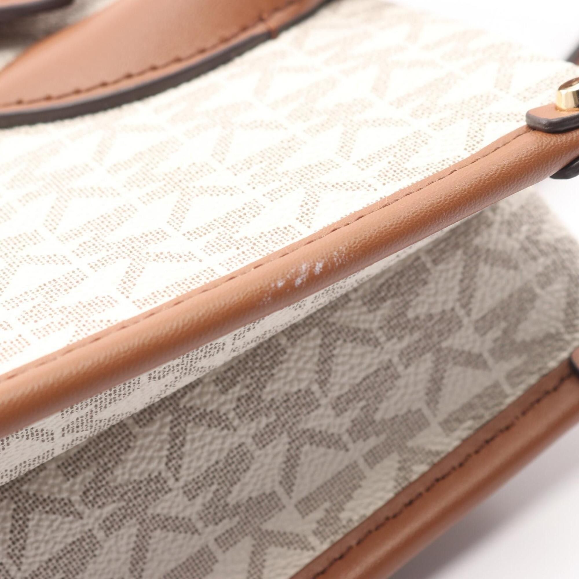 Michael Kors Michael Kors MIRELLA S MK Signature Handbag, Coated Canvas Leather, Women's, White/Brown, 35F2G7ZC5B Size ONE SIZE - 8 Thumbnail
