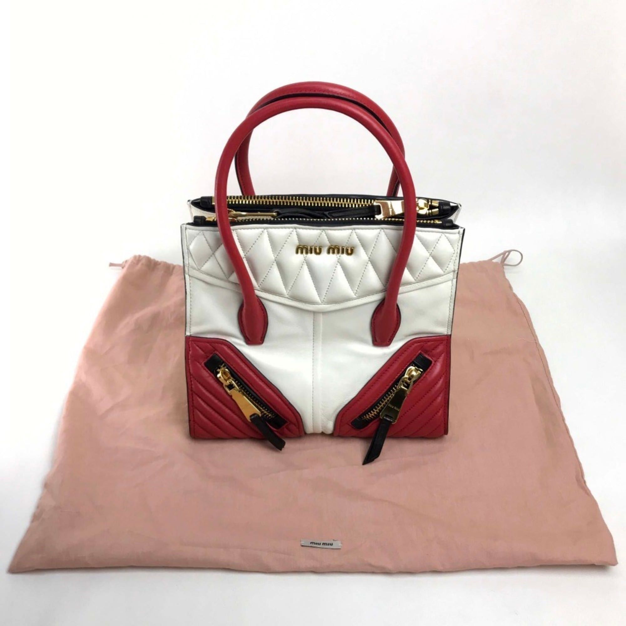 Miu Miu MIUMIU Miu Biker Matelassé Bag Handbag Shoulder Crossbody Nappa Leather Women's White Like New Size ONE SIZE - 10 Thumbnail