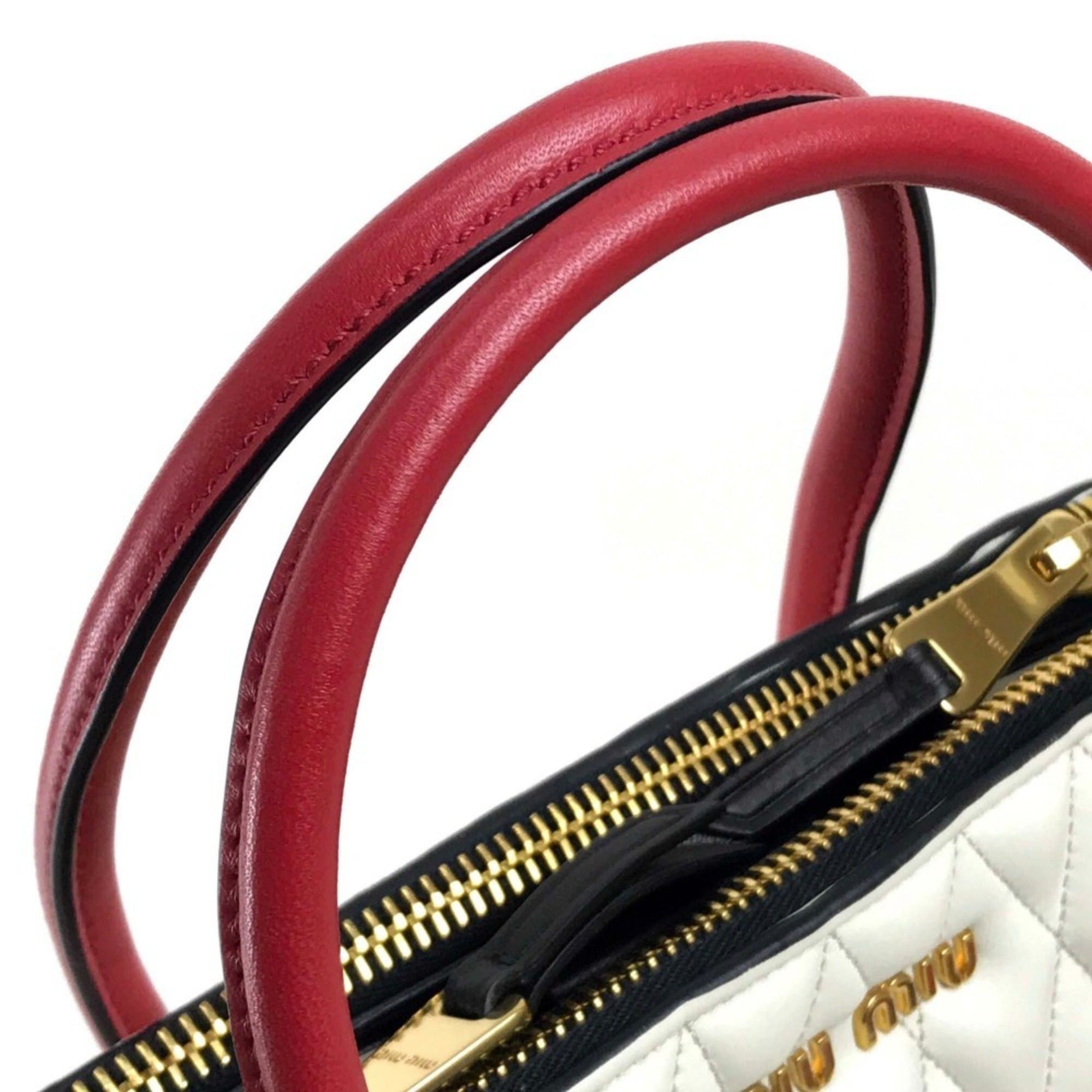 Miu Miu MIUMIU Miu Biker Matelassé Bag Handbag Shoulder Crossbody Nappa Leather Women's White Like New Size ONE SIZE - 9 Thumbnail