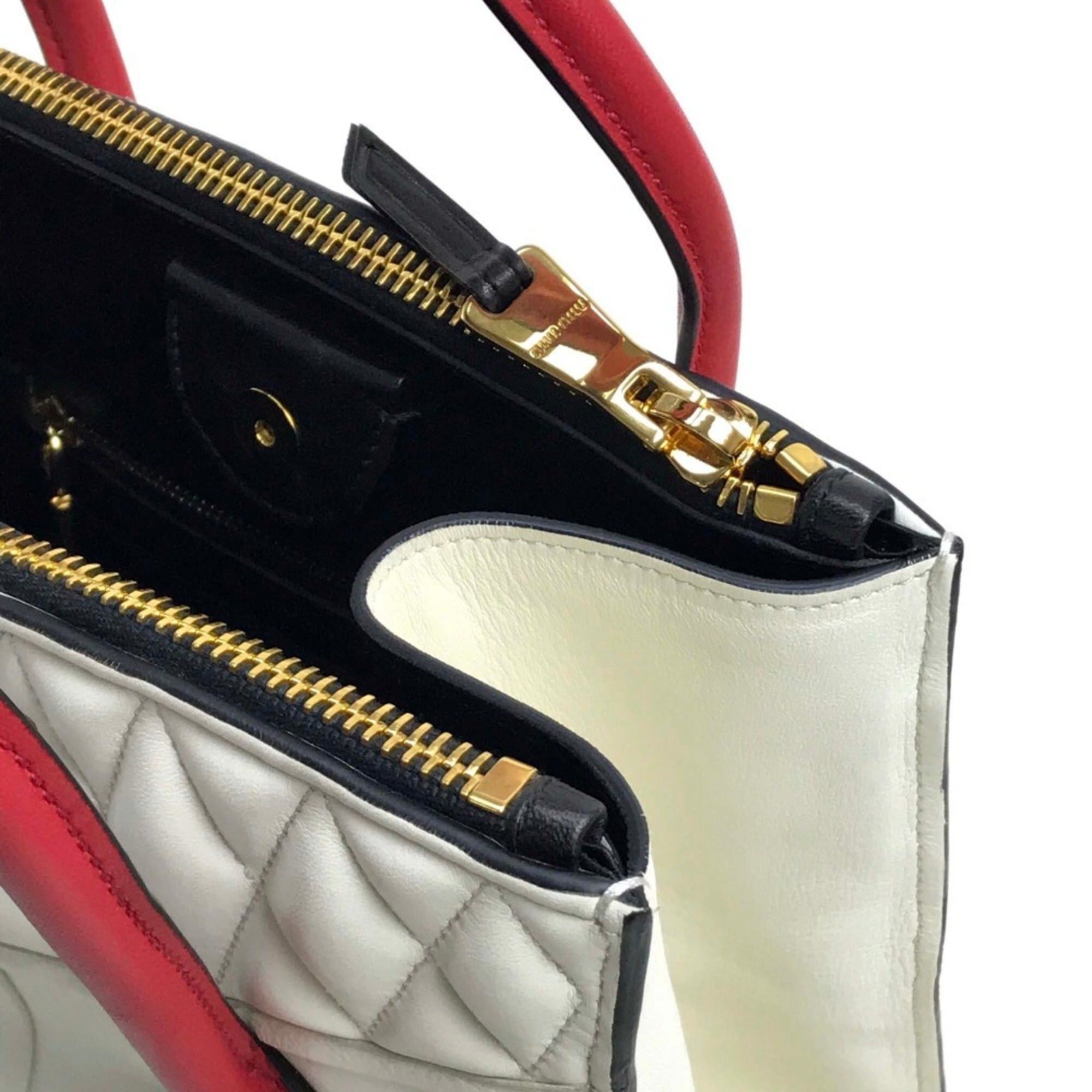 Miu Miu MIUMIU Miu Biker Matelassé Bag Handbag Shoulder Crossbody Nappa Leather Women's White Like New Size ONE SIZE - 8 Thumbnail