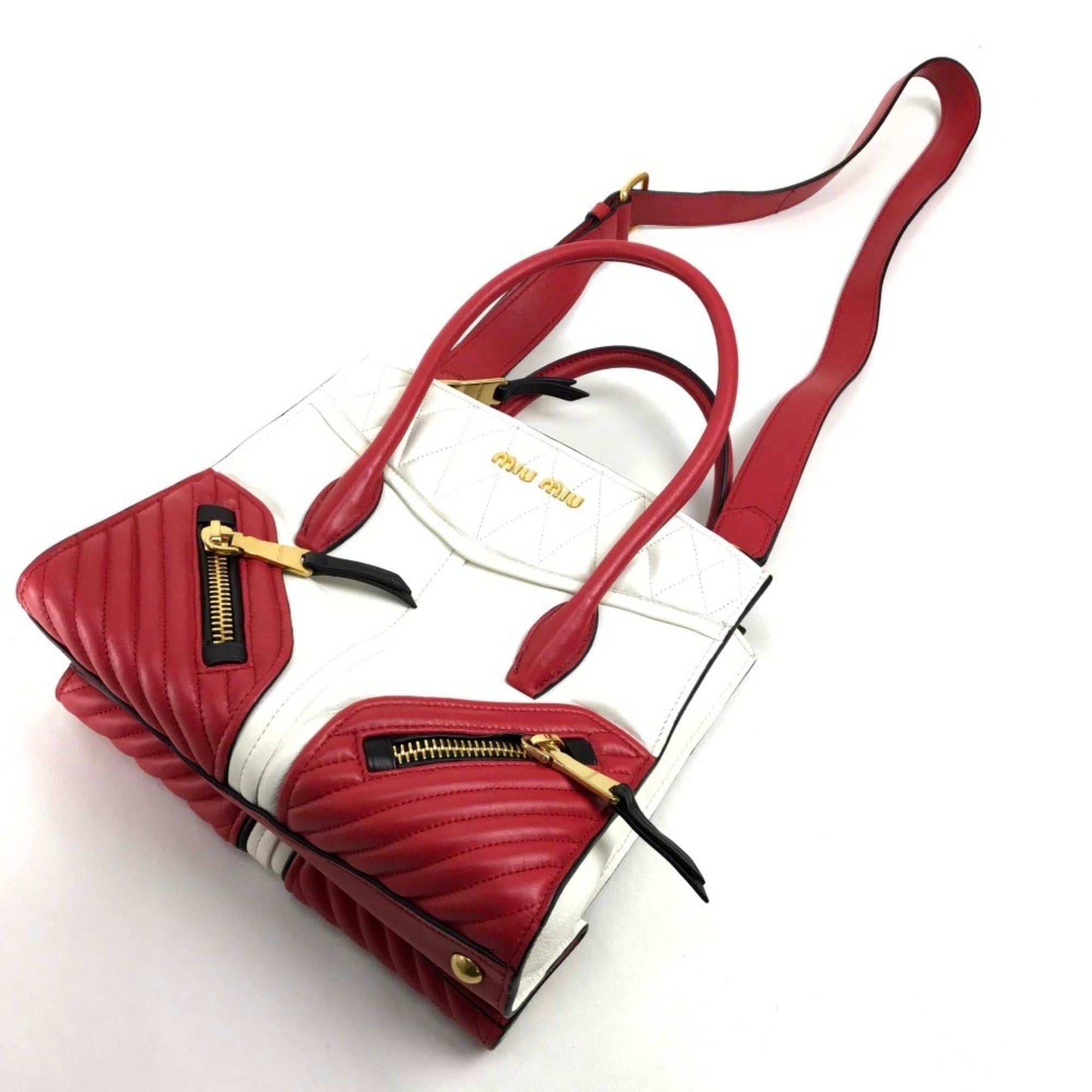 Miu Miu MIUMIU Miu Biker Matelassé Bag Handbag Shoulder Crossbody Nappa Leather Women's White Like New Size ONE SIZE - 5 Thumbnail
