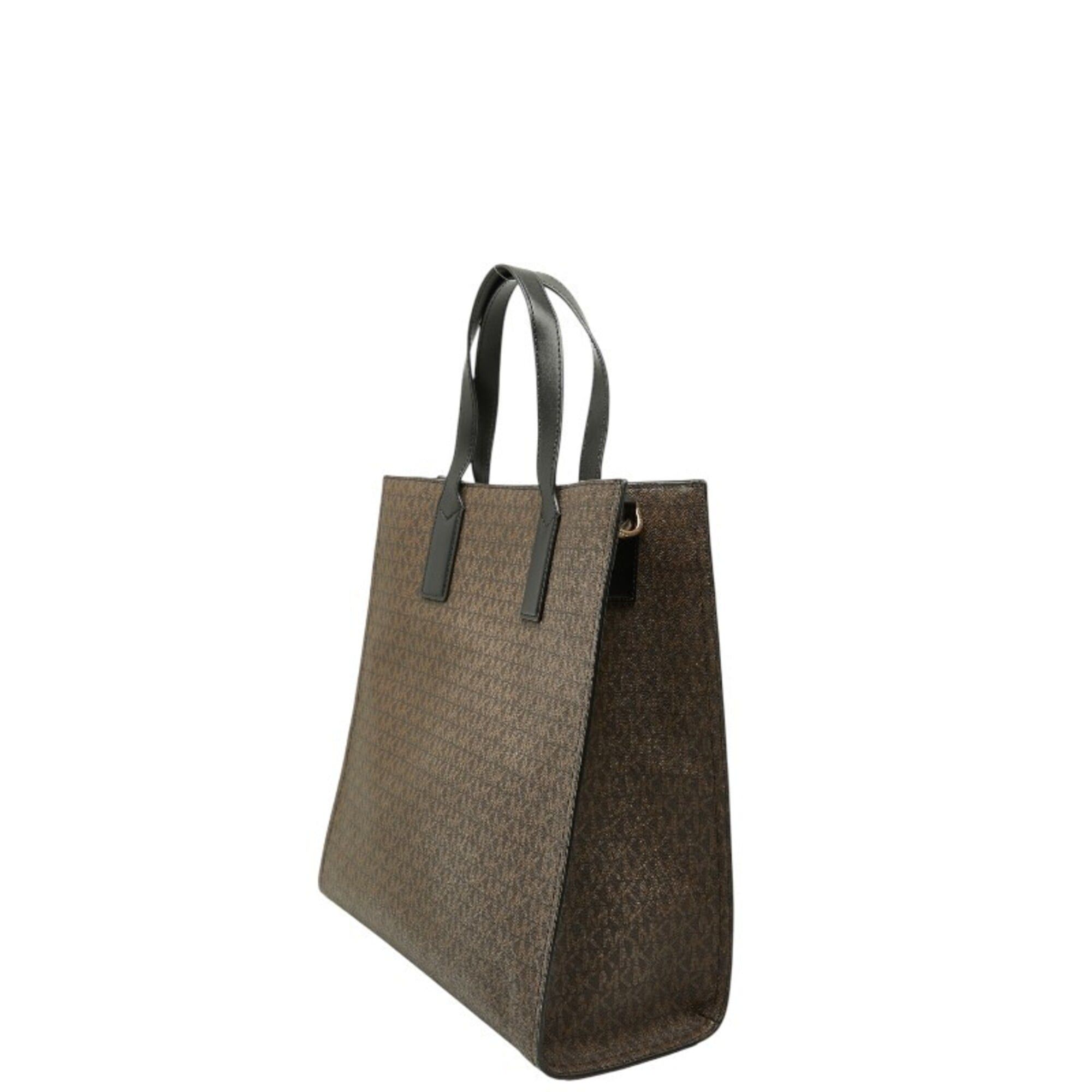 Michael Kors Michael Kors MK Signature Kenly LG NS Tote Bag Shoulder Handbag 2-Way Brown Black Leather Women's Size ONE SIZE - 2 Thumbnail