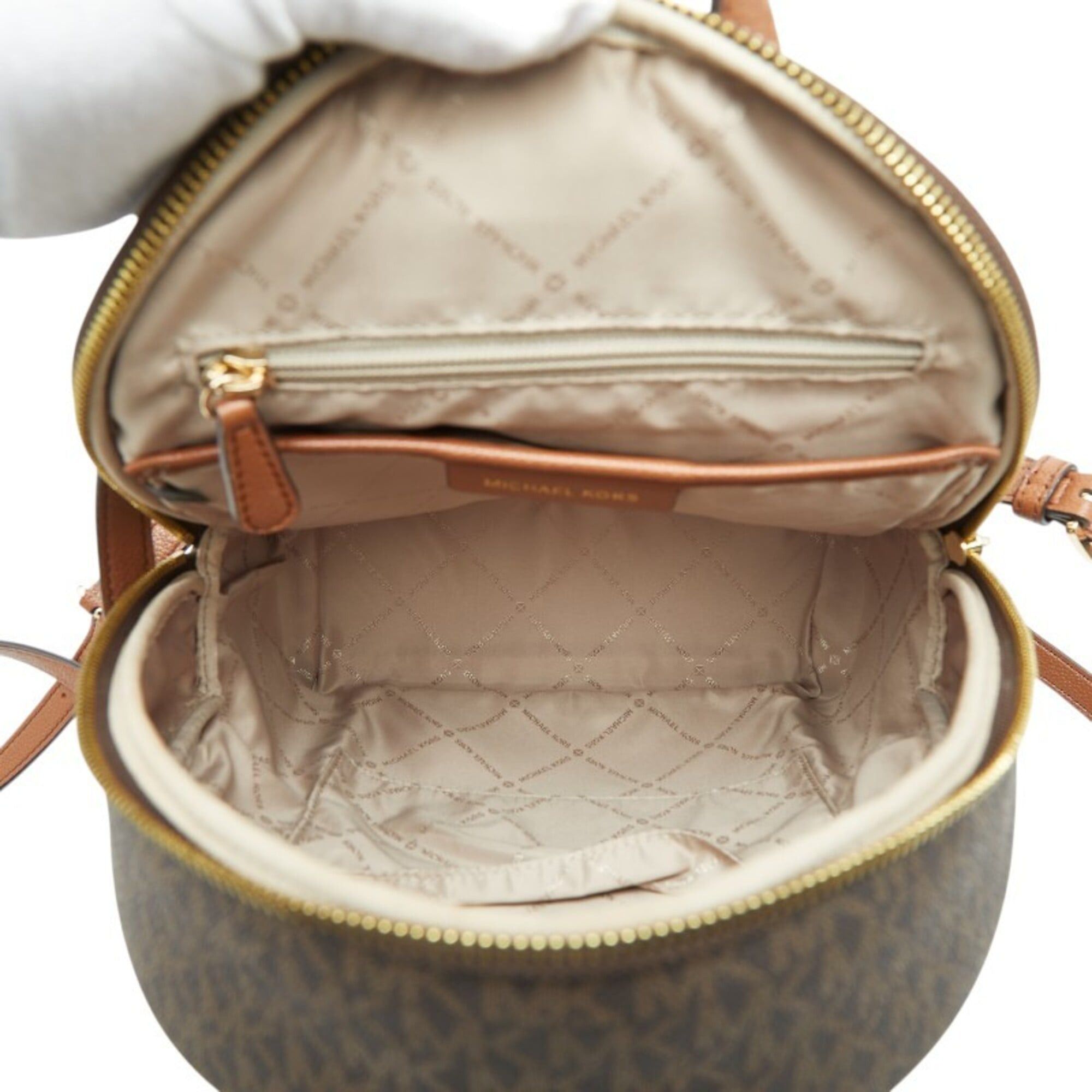Michael Kors Michael Kors MK Signature Backpack, Brown Leather, Women's Size ONE SIZE - 8 Thumbnail