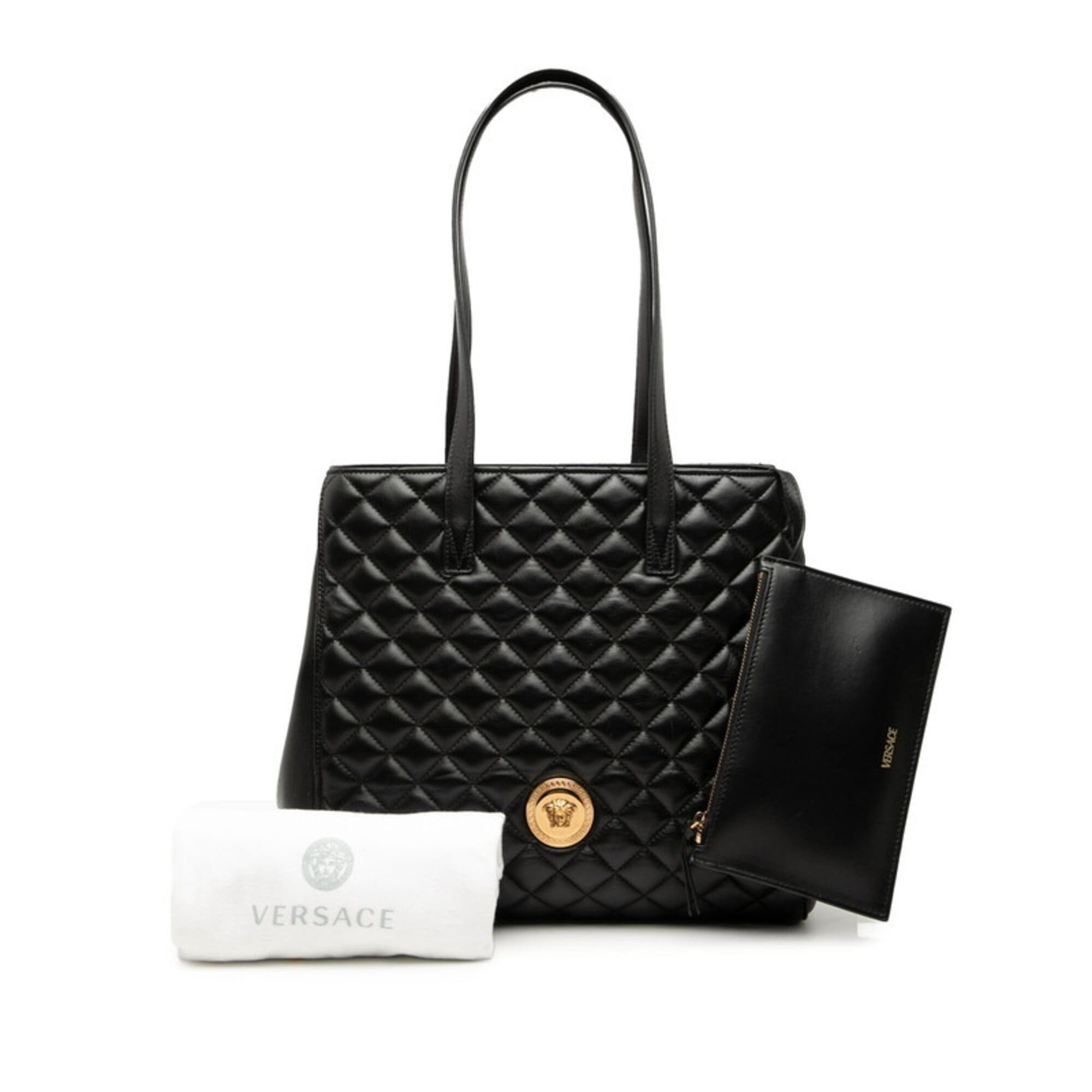 Versace Versace Medusa Quilted Tote Bag, Black Leather, Women's Size ONE SIZE - 6 Thumbnail