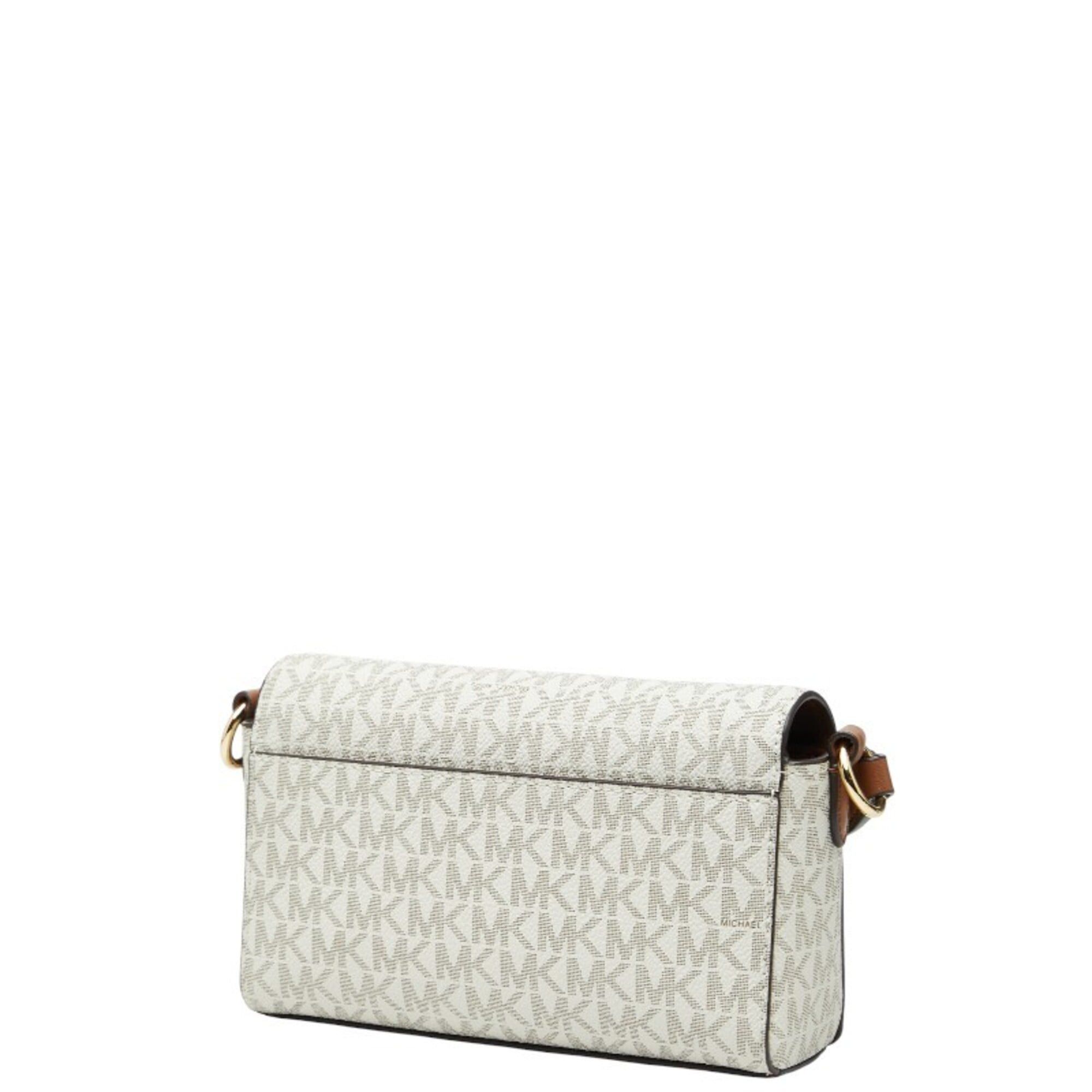 Michael Kors Michael Kors MK Signature Shoulder Bag, White, Beige, Brown Leather, Women's. Size ONE SIZE - 2 Thumbnail
