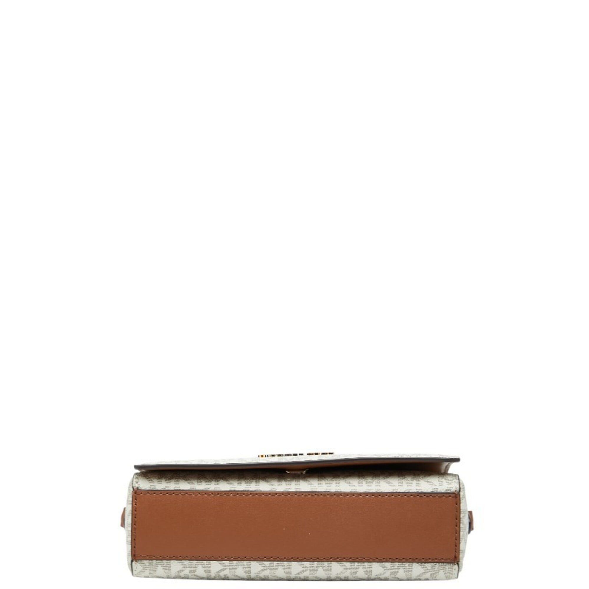 Michael Kors Michael Kors MK Signature Shoulder Bag, White, Beige, Brown Leather, Women's. Size ONE SIZE - 3 Thumbnail