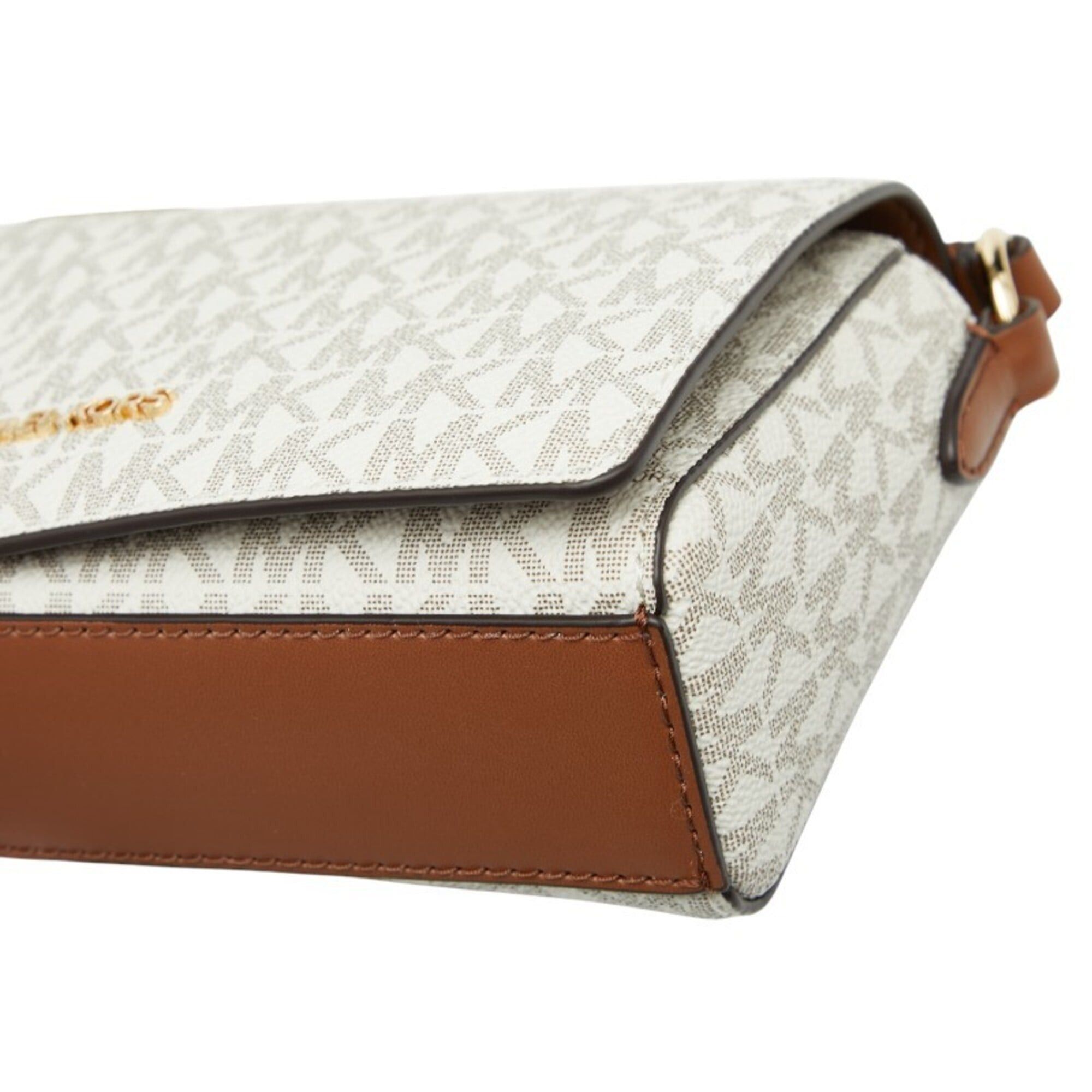 Michael Kors Michael Kors MK Signature Shoulder Bag, White, Beige, Brown Leather, Women's. Size ONE SIZE - 4 Thumbnail