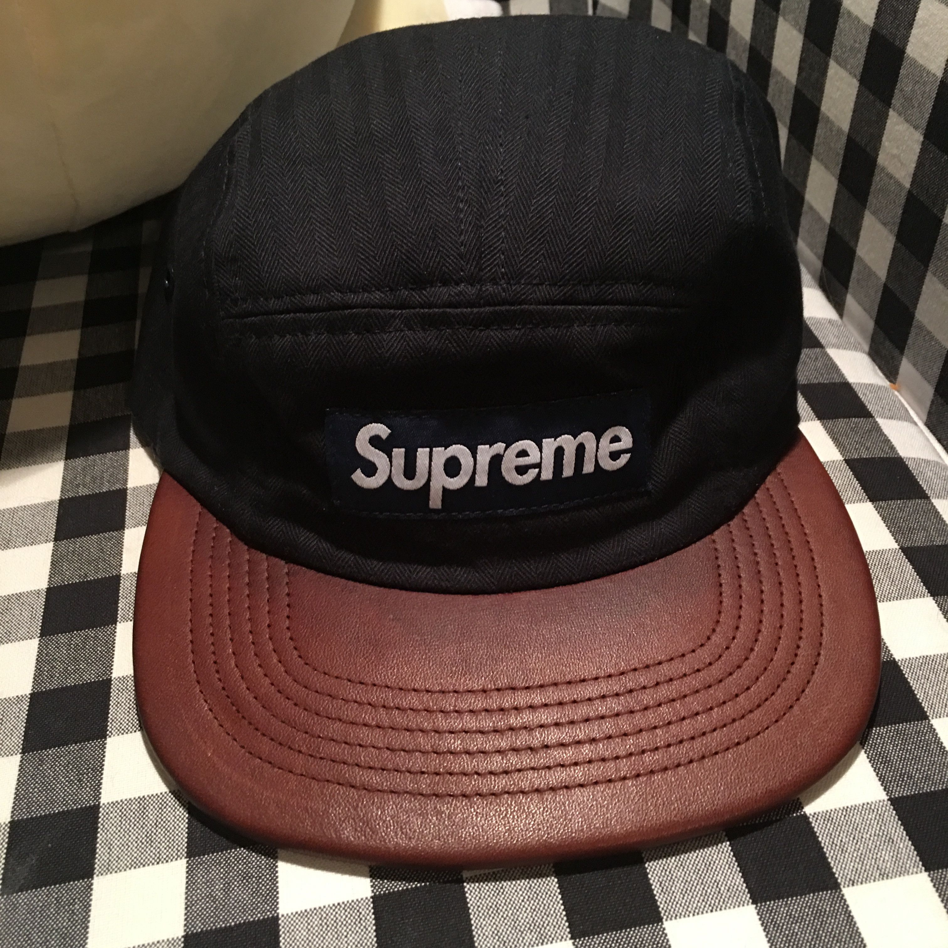 帽子 Supreme Herringbone Leather Camp Cap Supreme - Herringbone Leather Camp Cap - UG.SHAFT