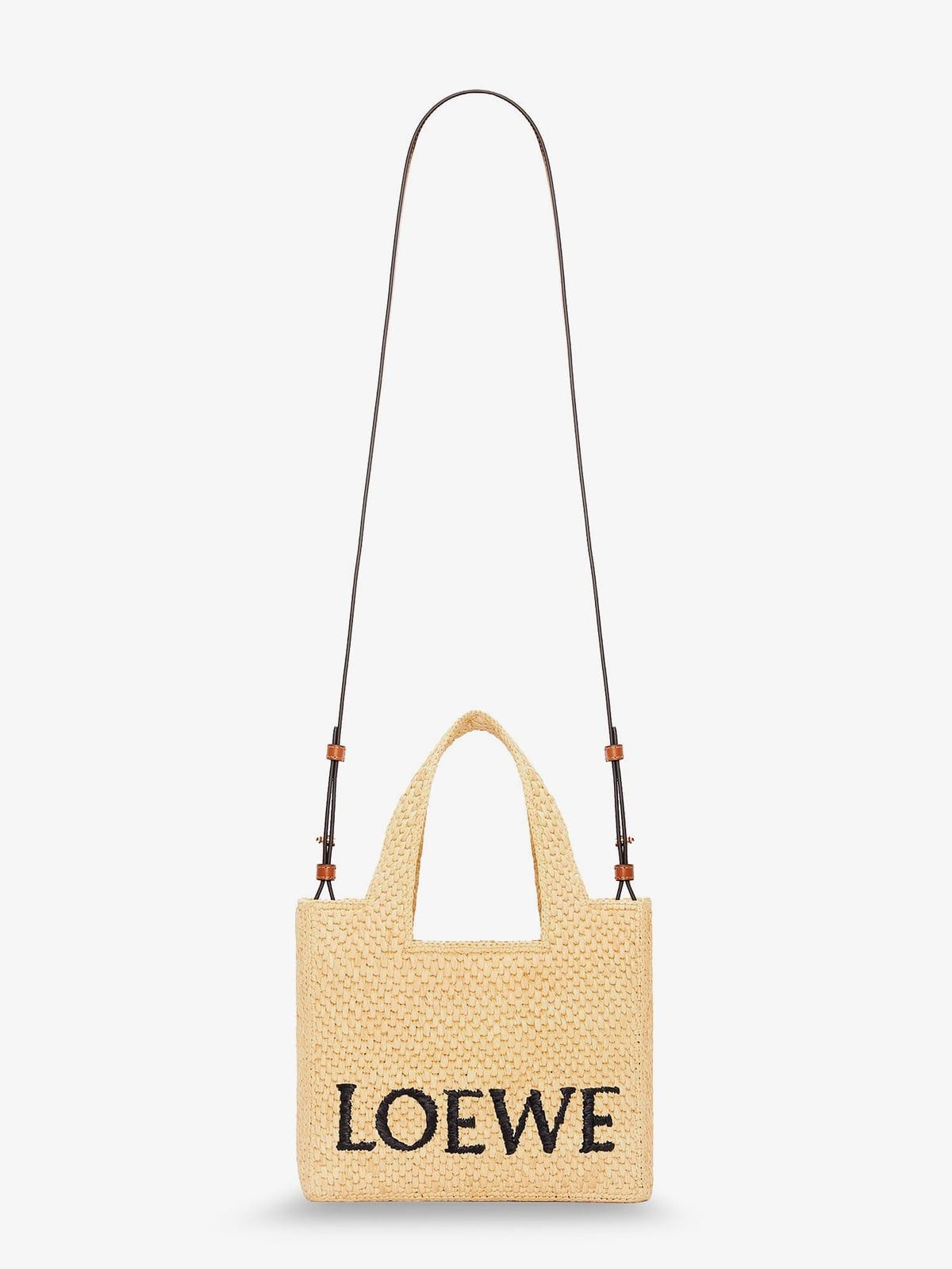 Loewe Loewe Paula's Ibiza -Small Loewe Font raffia handbag with em Size ONE SIZE - 3 Thumbnail