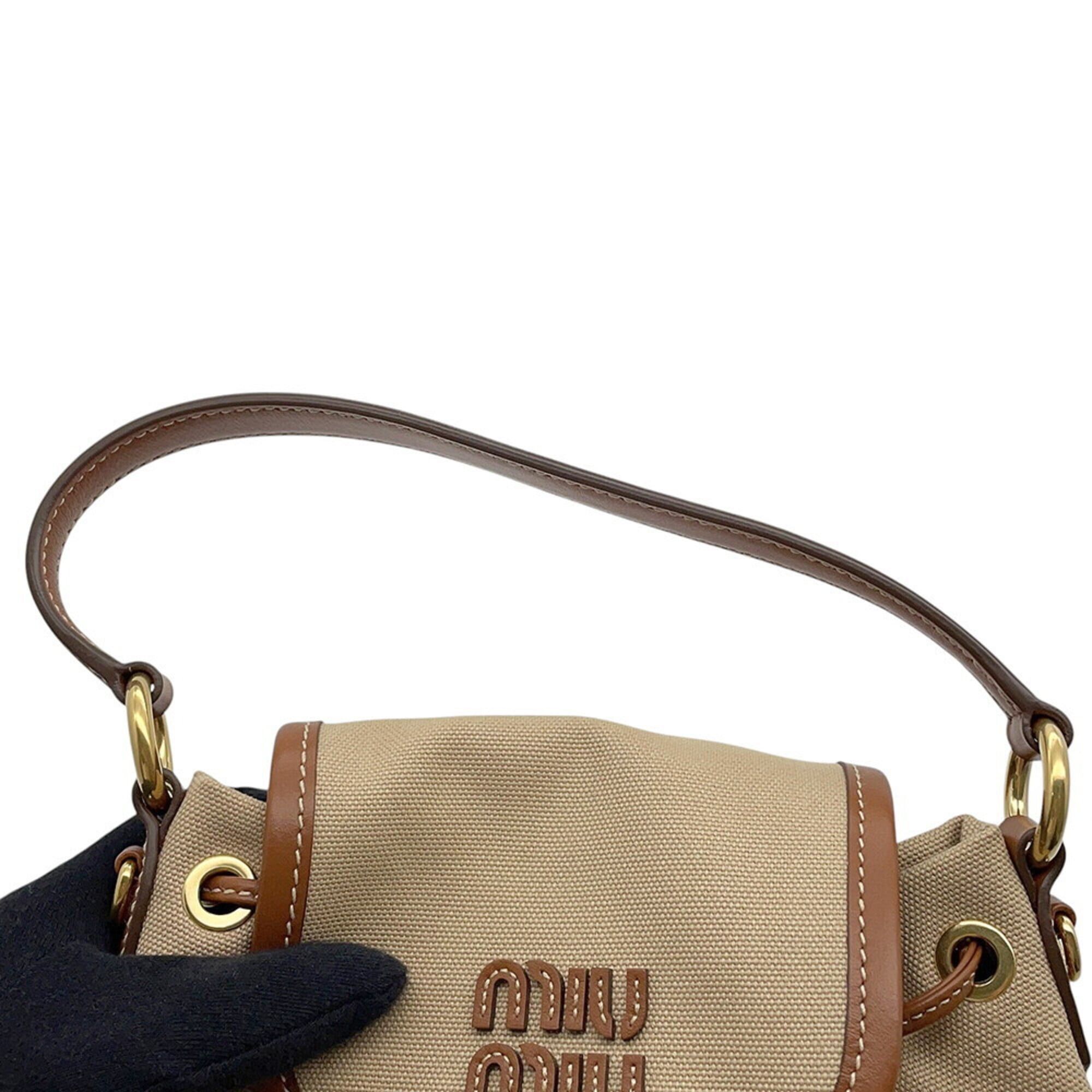 Miu Miu Miu Miu Miu Backpack Leather Canvas 5BZ043 Handbag Women's Size ONE SIZE - 9 Thumbnail