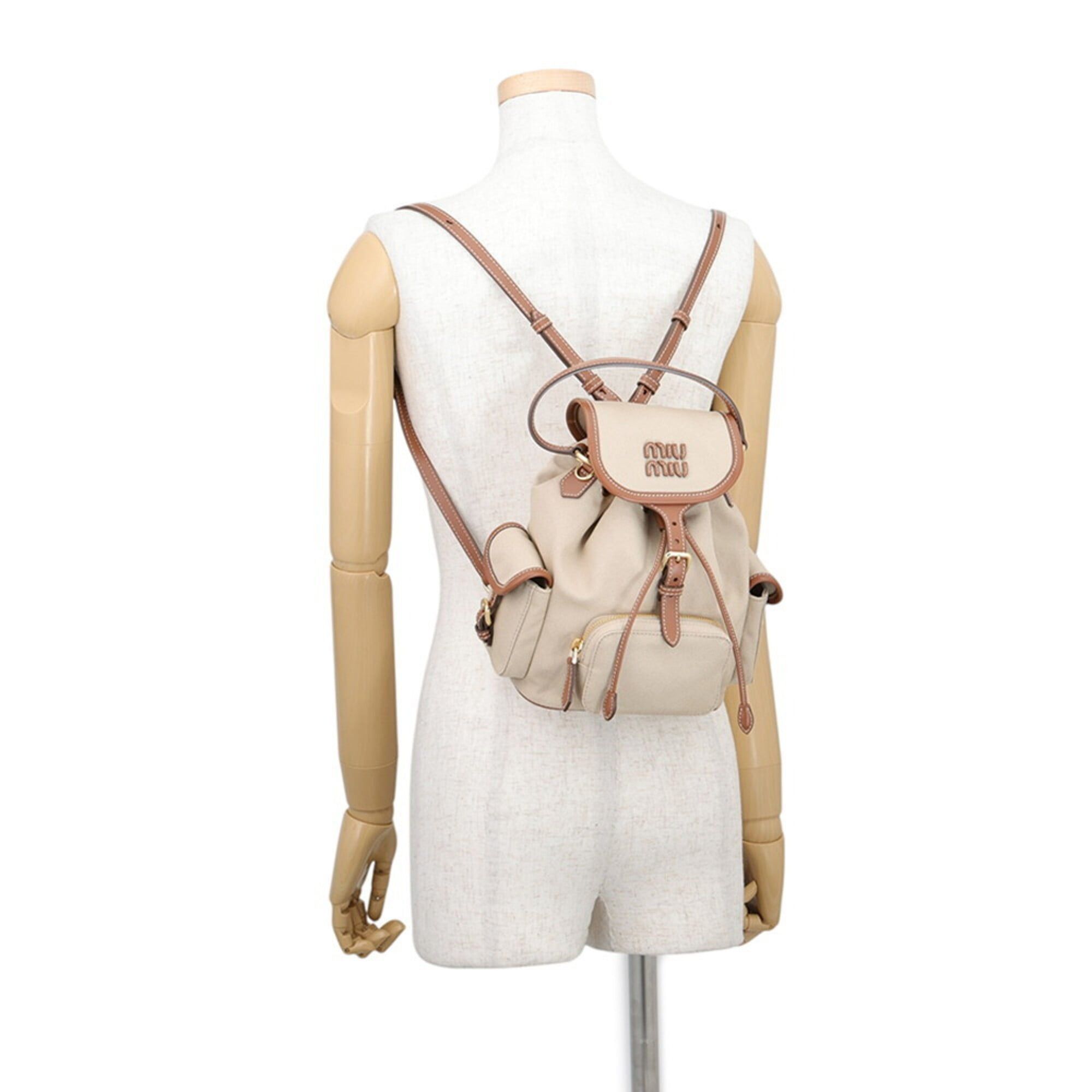 Miu Miu Miu Miu Miu Backpack Leather Canvas 5BZ043 Handbag Women's Size ONE SIZE - 5 Thumbnail