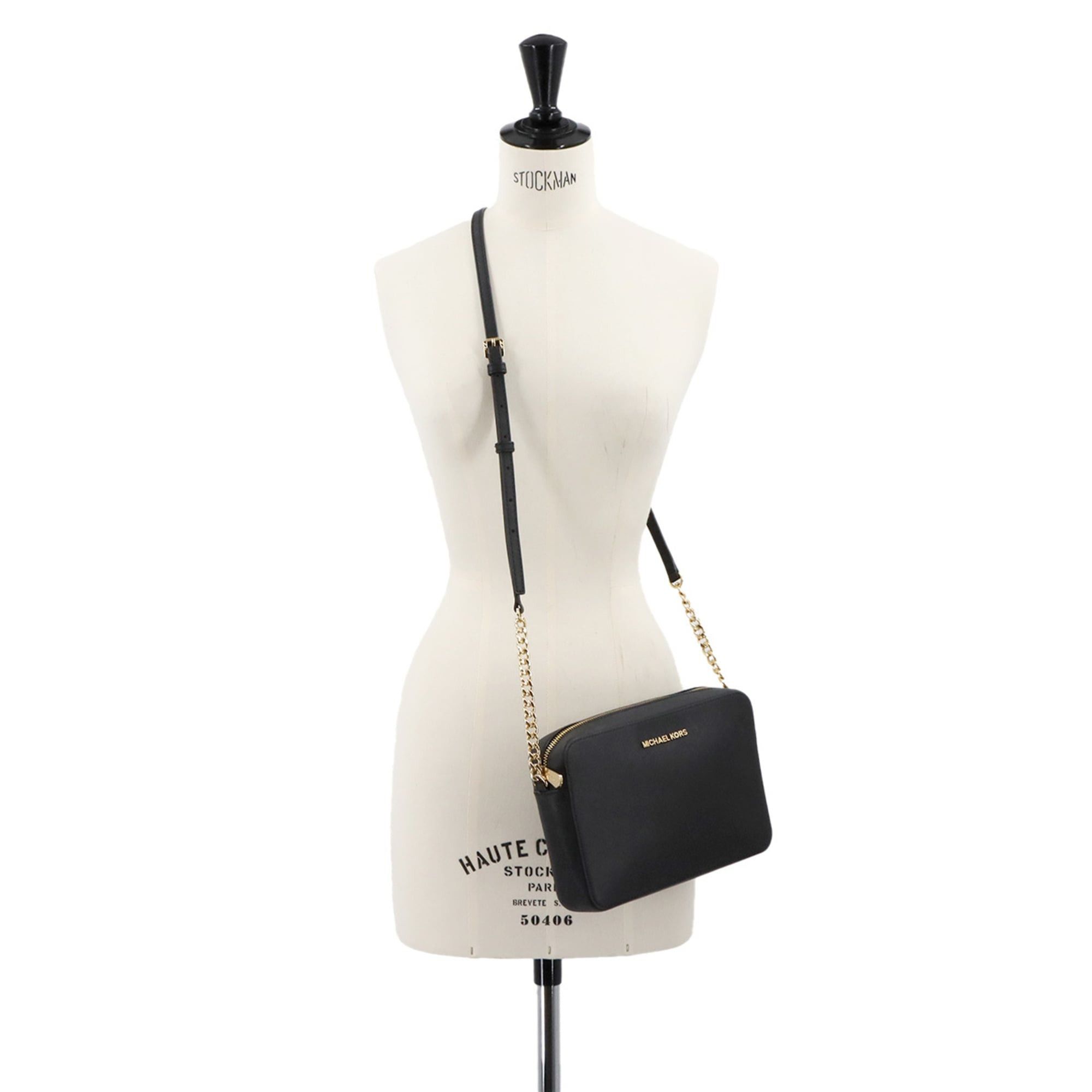Michael Kors Michael Kors Jet Set LG EW Shoulder Handbag, Leather, Black with Gold Hardware Size ONE SIZE - 8 Thumbnail