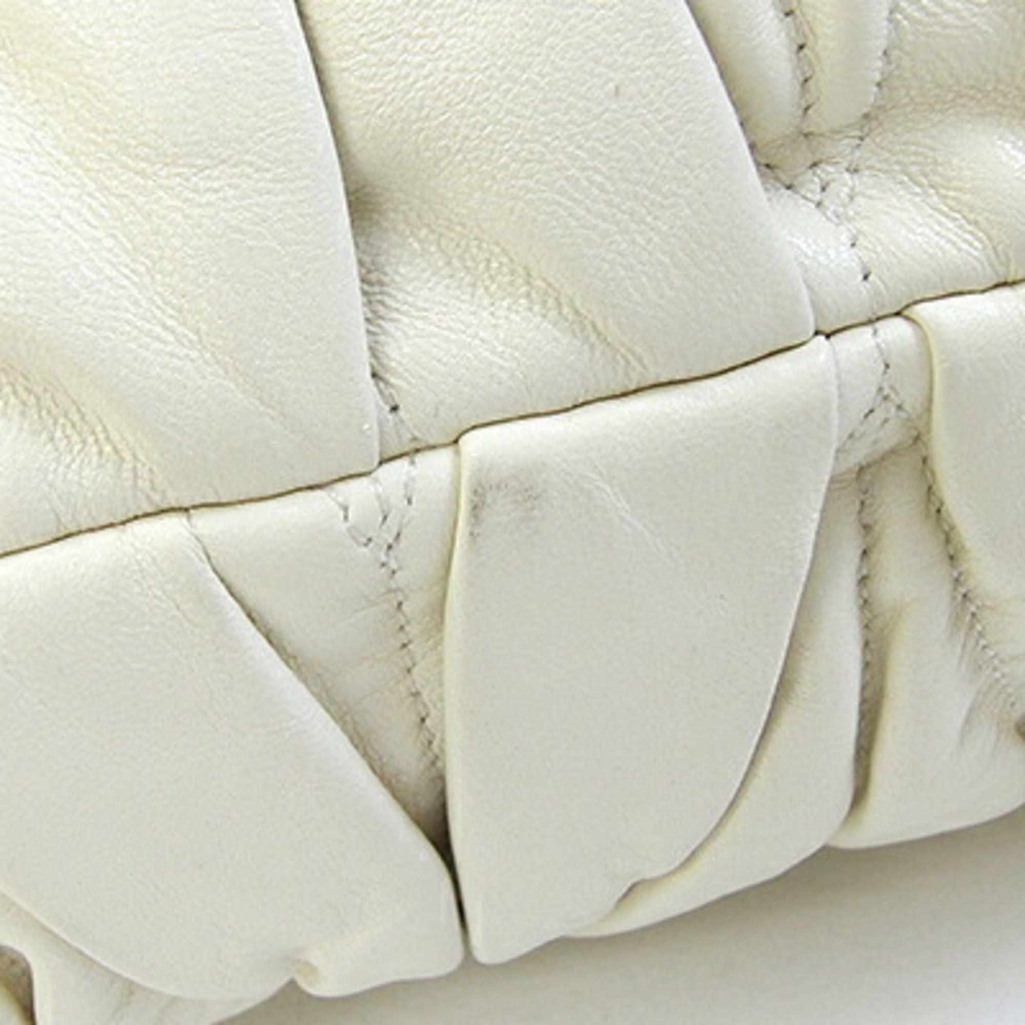 Miu Miu Miu Miu Miu Matelassé Handbag 5BC022 Ivory Leather Gathered Women's MIU | Bag Shoulder Size ONE SIZE - 6 Thumbnail