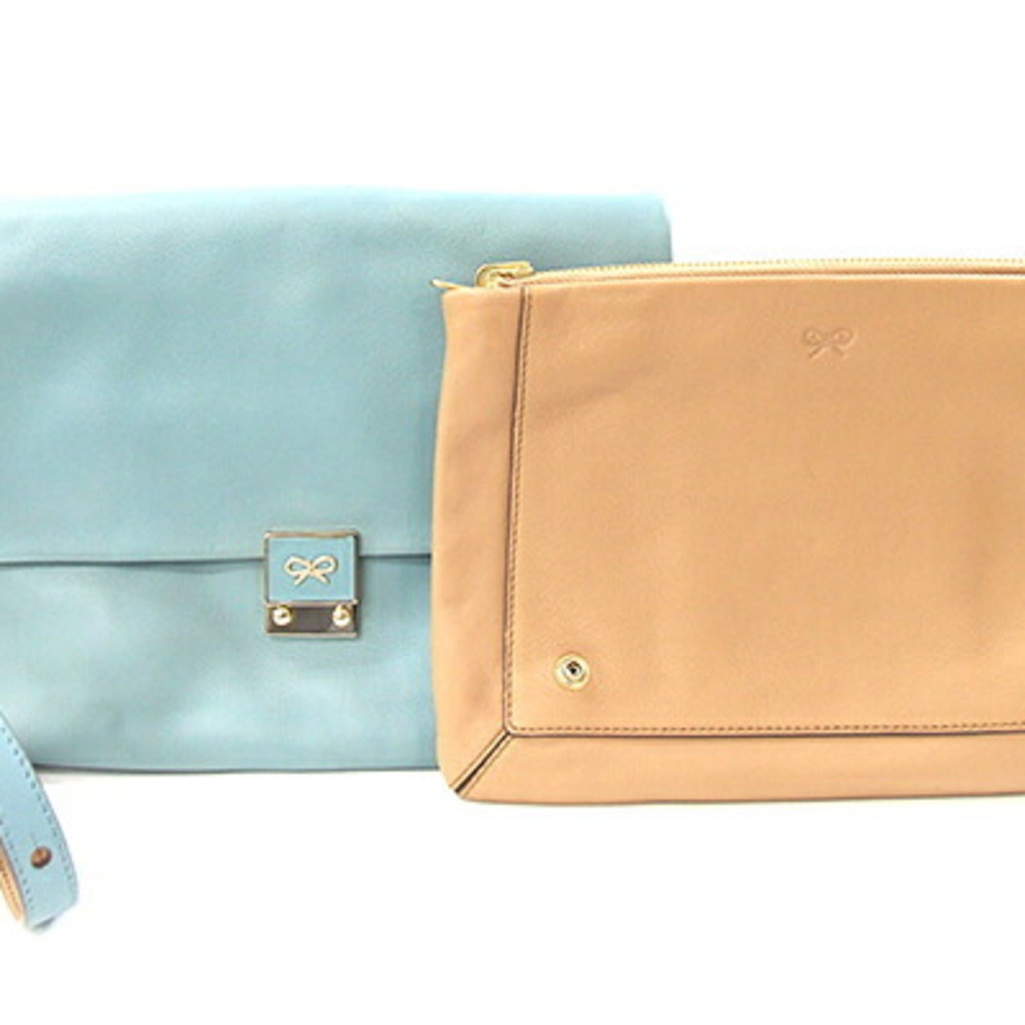 Anya Hindmarch Anya Hindmarch Shoulder Bag, Car Car, Light Blue and Beige Leather, Triple Strap, Crossbody, Bicolor, Women's ANYA HINDMARCH Size ONE SIZE - 3 Thumbnail