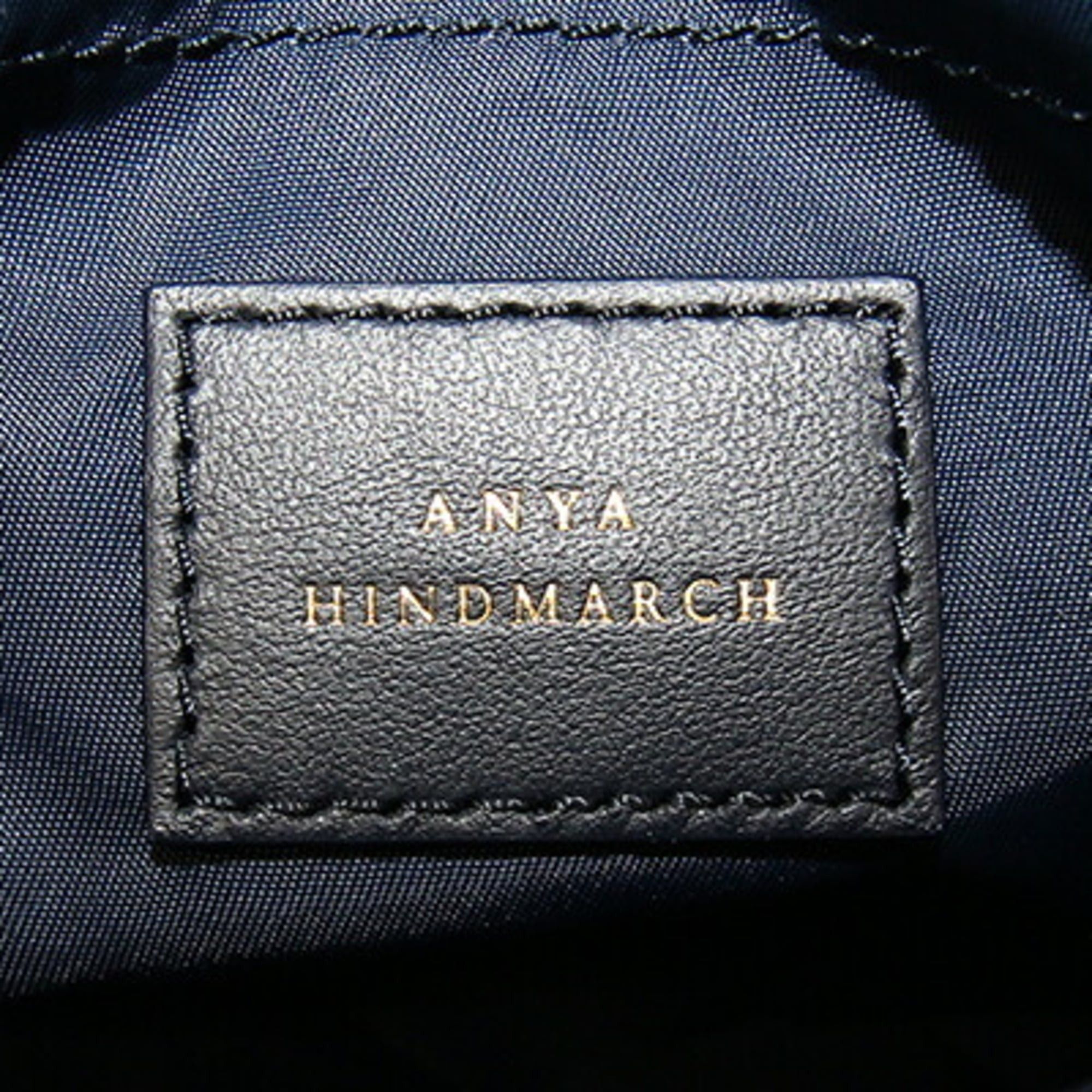 Anya Hindmarch Anya Hindmarch Chubby Wink Tote Bag, Navy Nylon Leather Mini Shoulder Smiley Design, Women's ANYA HINDMARCH Size ONE SIZE - 5 Thumbnail