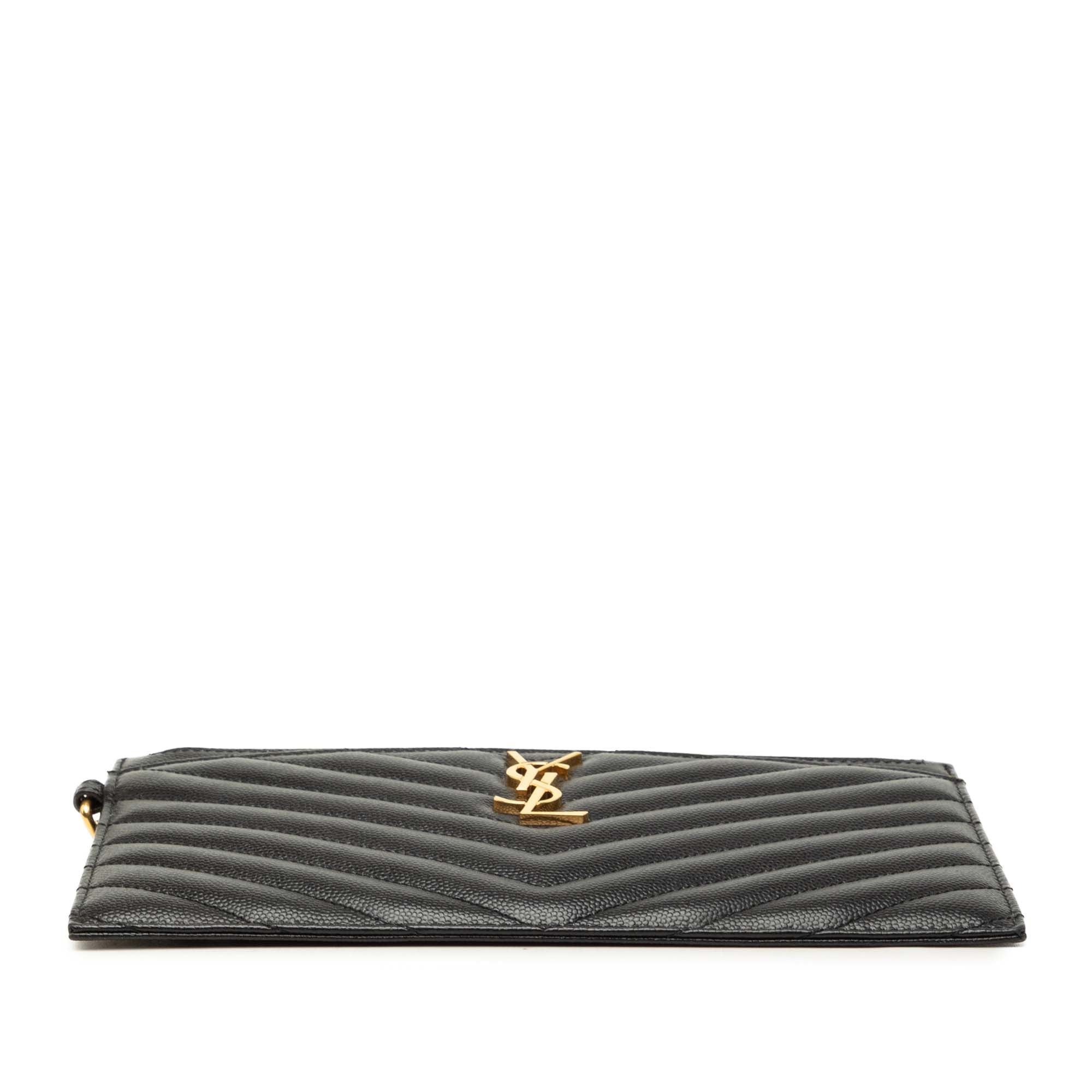 Saint Laurent Paris Grain De Poudre Matelasse Cassandre Zip Pouch Size ONE SIZE - 3 Thumbnail