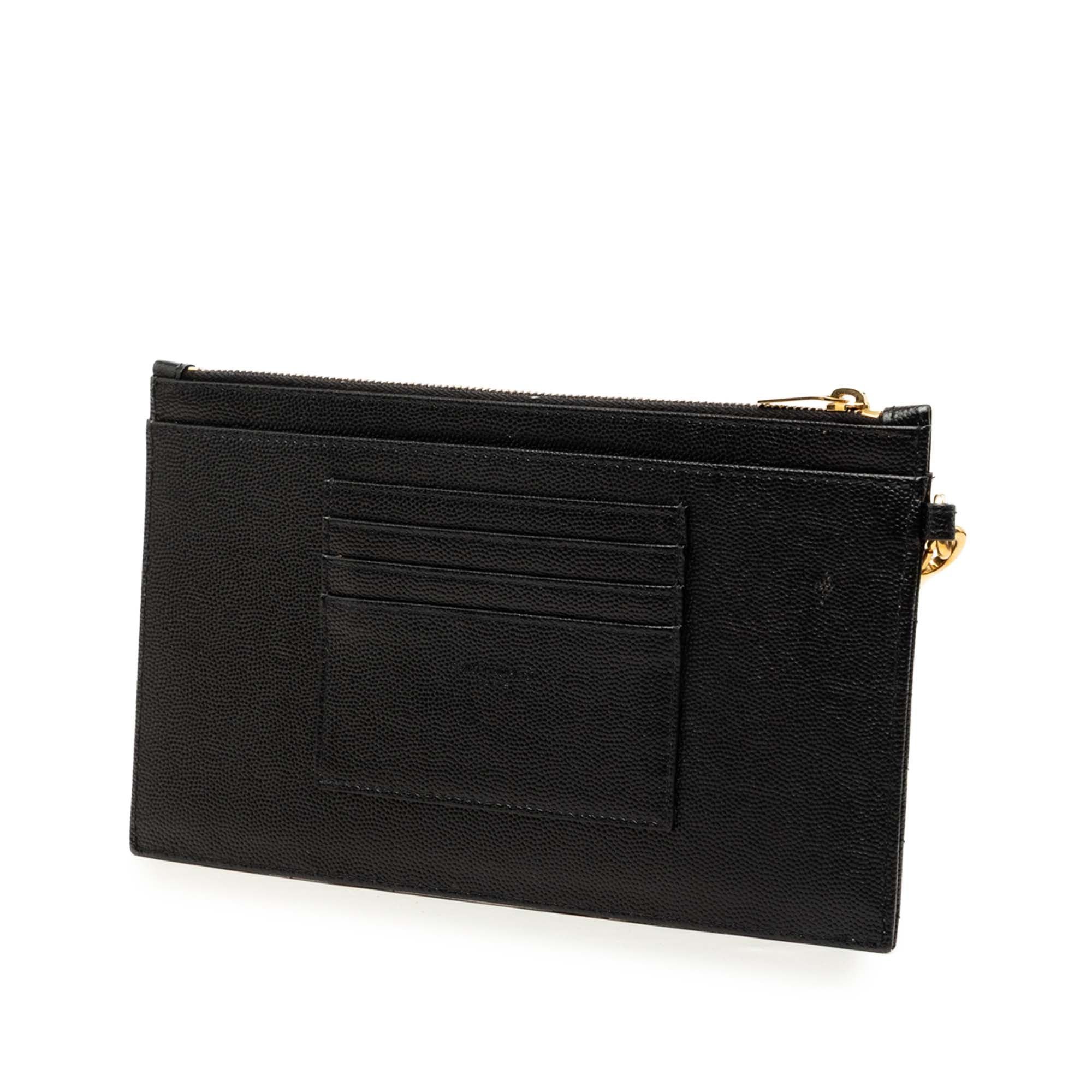 Saint Laurent Paris Grain De Poudre Matelasse Cassandre Zip Pouch Size ONE SIZE - 2 Thumbnail