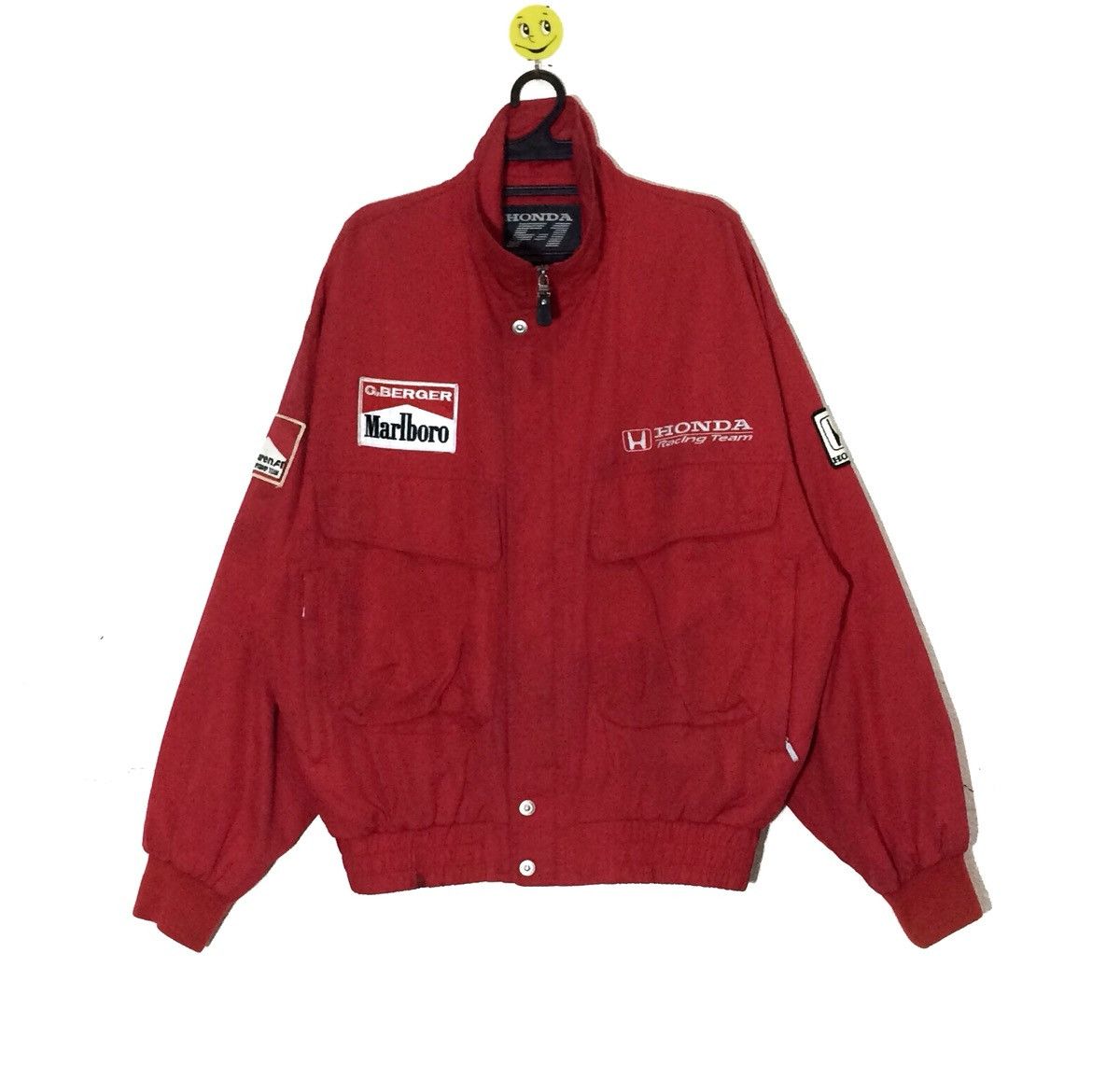 McLaren Honda Marlboro Wool Leather Jacket Size L Red Racing