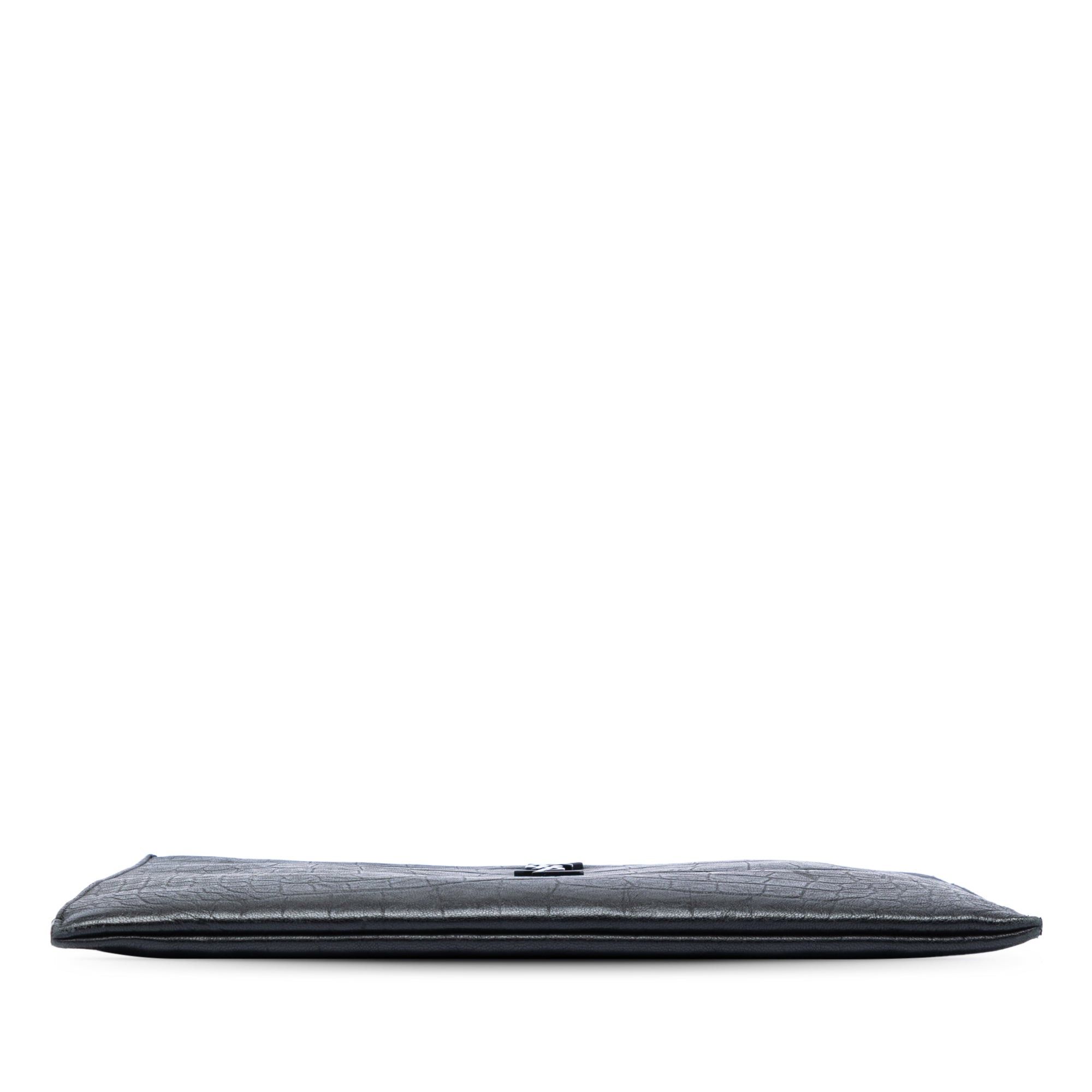 Saint Laurent Paris Croc Embossed Leather Monogram Document Holder Size ONE SIZE - 3 Thumbnail