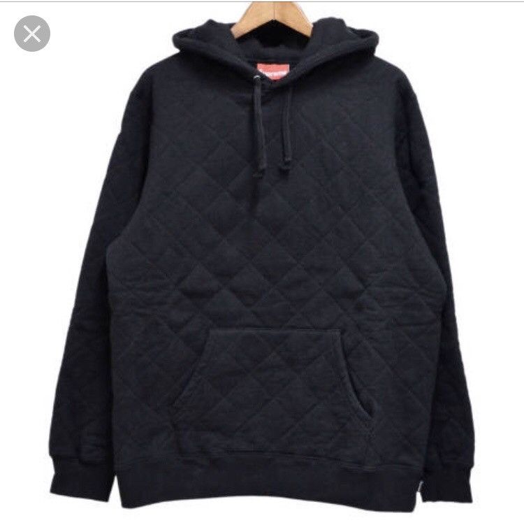 Supreme quilted hooded sweatshirt black shop