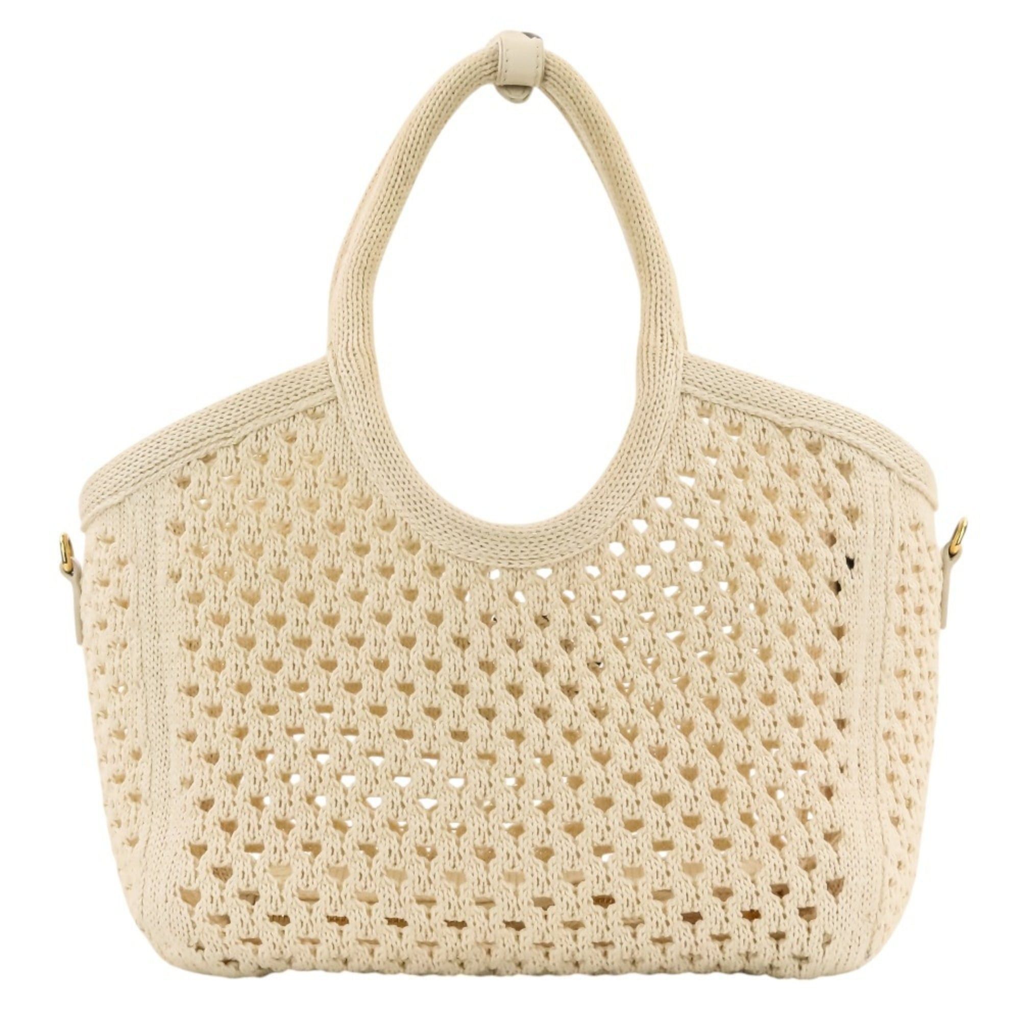 Miu Miu Miu Miu MIU IVY Logo Mesh Handbag with Pouch, 2-Way Tote Bag, 5BG281 Ivory, Women's Size ONE SIZE - 3 Thumbnail