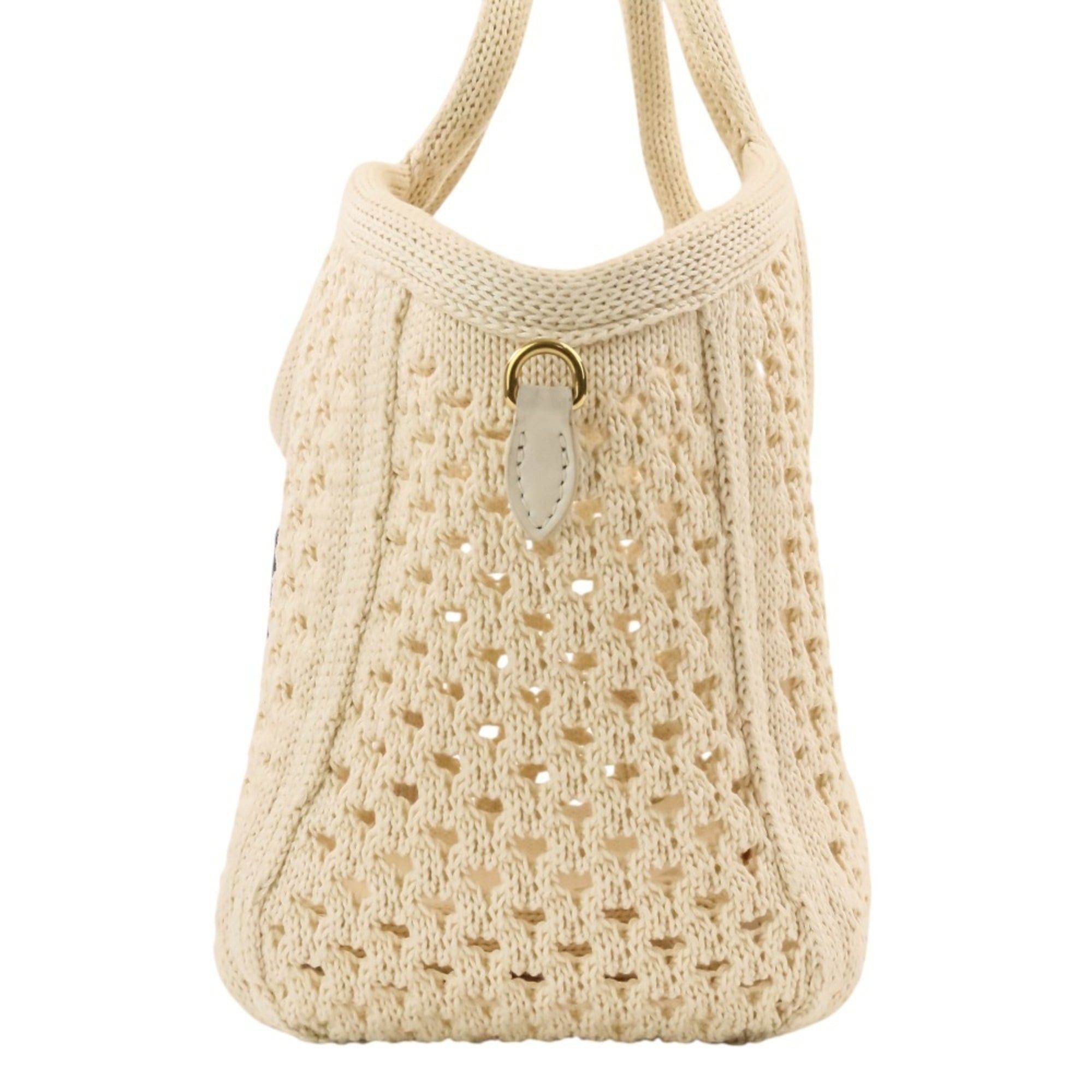 Miu Miu Miu Miu MIU IVY Logo Mesh Handbag with Pouch, 2-Way Tote Bag, 5BG281 Ivory, Women's Size ONE SIZE - 4 Thumbnail