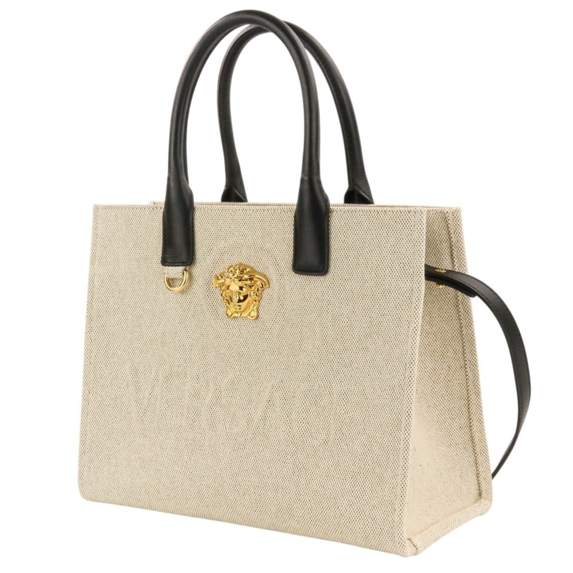Versace VERSACE La Medusa Canvas 2-Way Handbag/Tote Bag 1005861 (Natural/Black) - Men's & Women's Size ONE SIZE - 6 Thumbnail