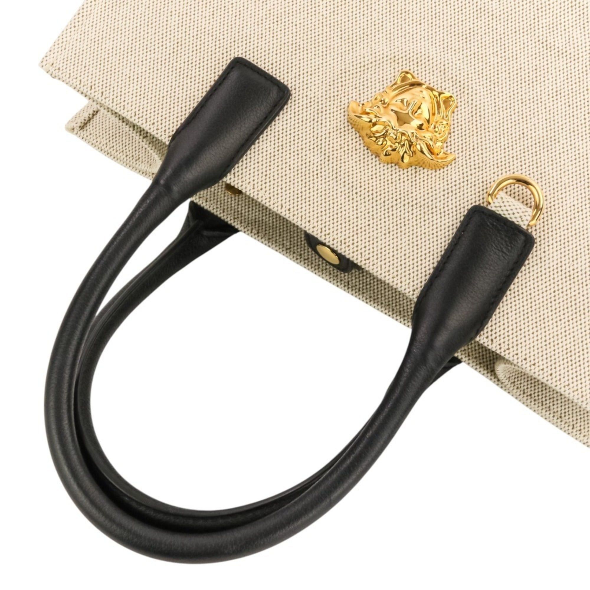 Versace VERSACE La Medusa Canvas 2-Way Handbag/Tote Bag 1005861 (Natural/Black) - Men's & Women's Size ONE SIZE - 5 Thumbnail