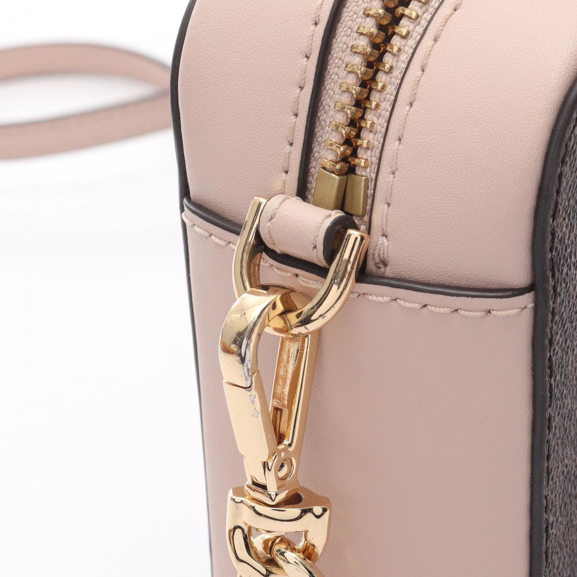 Michael Kors Michael Kors GINNY Medium Shoulder Bag/Handbag, Coated Canvas and Leather, Women's, Brown/Pink, 32F8GF5M2B Size ONE SIZE - 9 Thumbnail