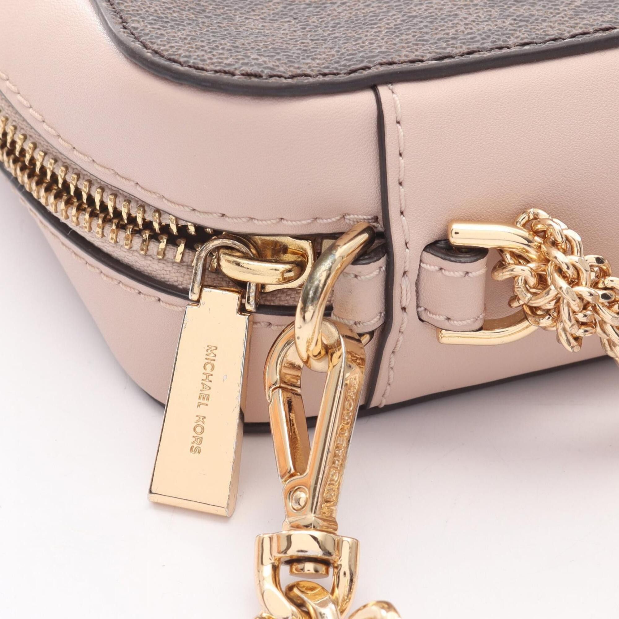Michael Kors Michael Kors GINNY Medium Shoulder Bag/Handbag, Coated Canvas and Leather, Women's, Brown/Pink, 32F8GF5M2B Size ONE SIZE - 8 Thumbnail
